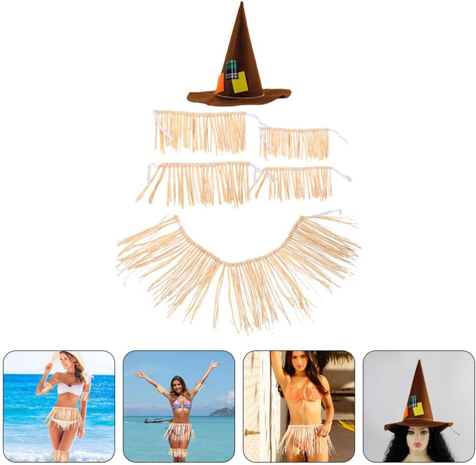 Cabilock Grass Skirt Hawaiian Skirt for Party Raffia Hula Raffia Dance for Adult Costume Performance Dress for Festival Decor image number 6