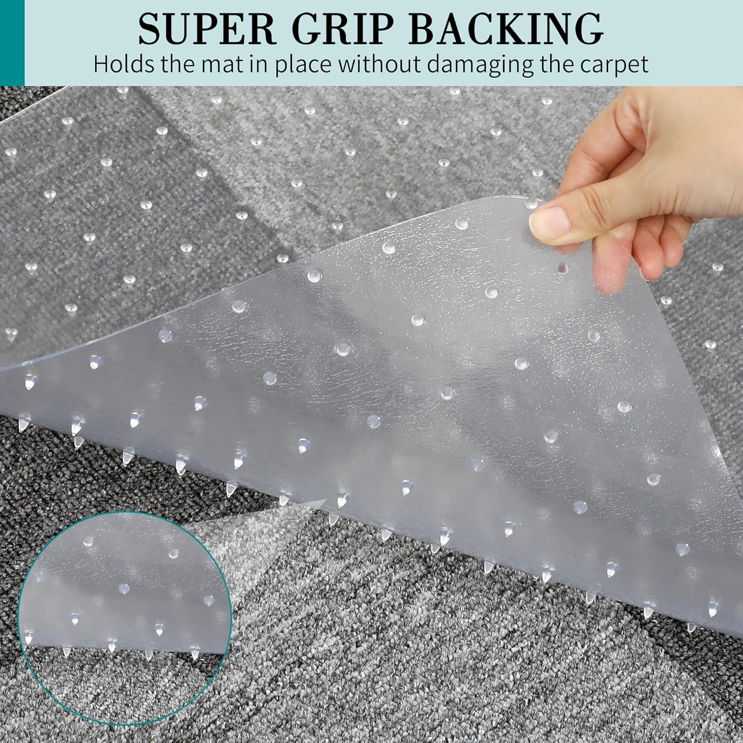 Beswin Office Chair Mat for Carpets, 48'' X 30'' Clear Computer Desk Chair Mat for Low and No Pile Carpeted Floors, Thick and Sturdy Carpet Protector, Easy Glide and Flat without Curling, BES4830CP image number 5