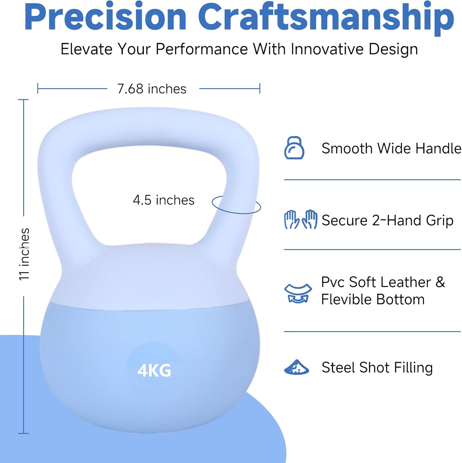 Leikefitness Soft Kettlebells,Steel Shot Filled Weights for Women and Men,Color Coded anti Slip Soft Kettlebells,Home Fitness Workout image number 1