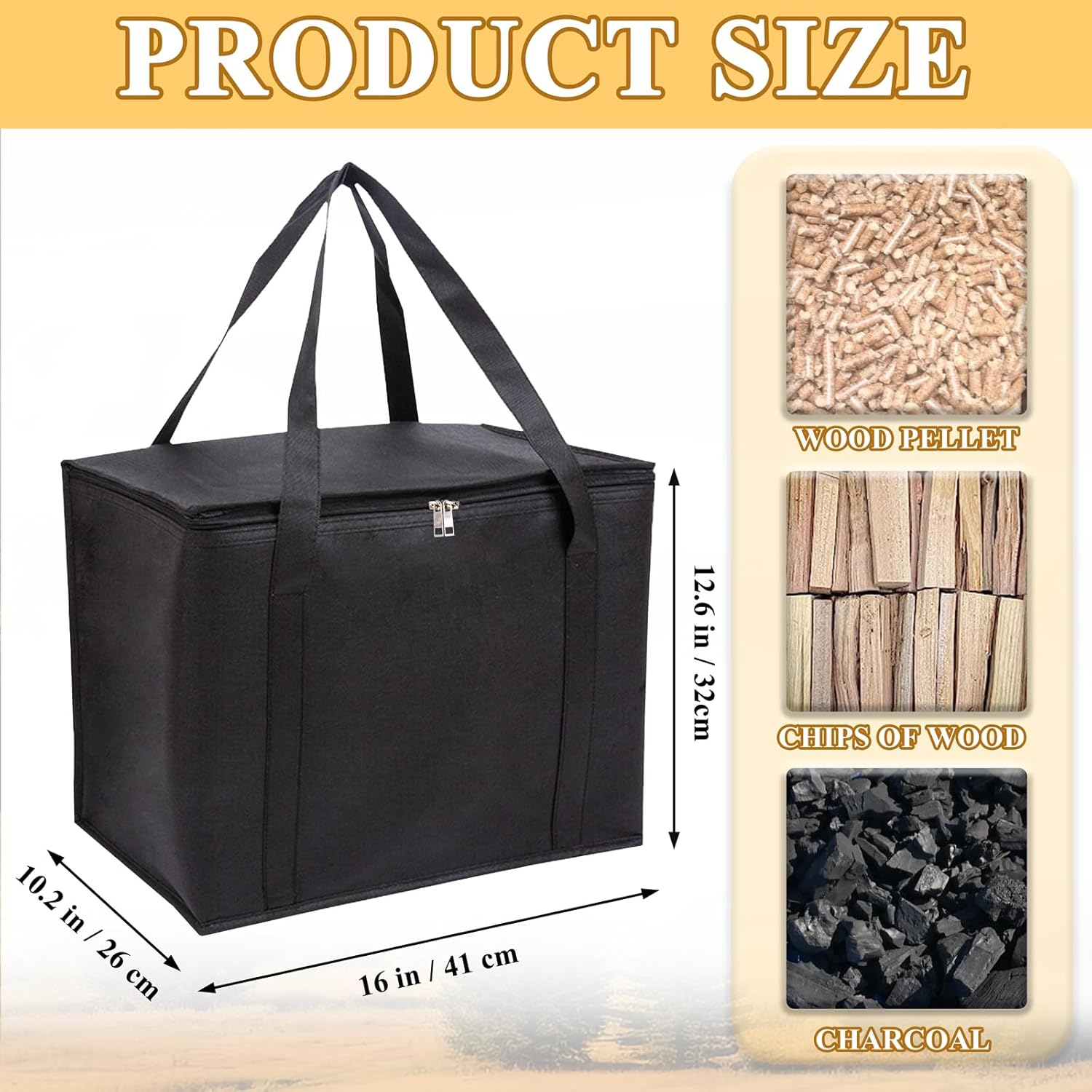 2 Pack Wood Pellet Storage Containers Stay Dry Fuel Wood Pellet Storage Bag Waterproof Outdoor Pellet Storage Container for Pellets, Charcoal, Wood Chips Carrying Bag image number 4