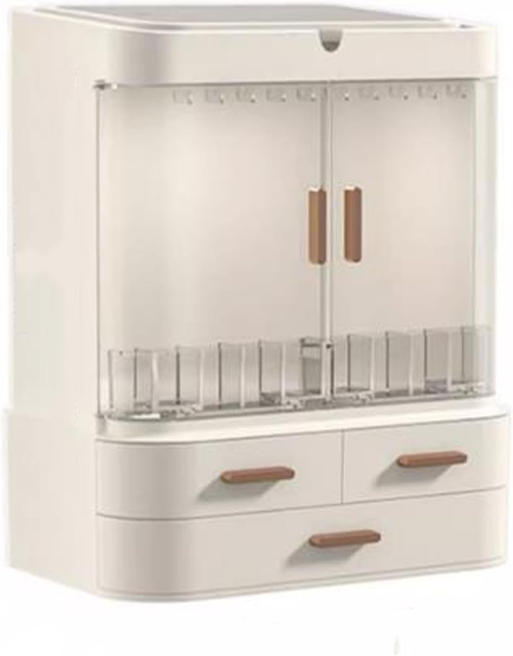 Makeup Organizer Makeup Storage Organizer Box with LED Mirror and Drawers，Jewelry Display Holder Rack, Cosmetics Case with Transparent Cover, for Bedroom Vanity Desk image number 4