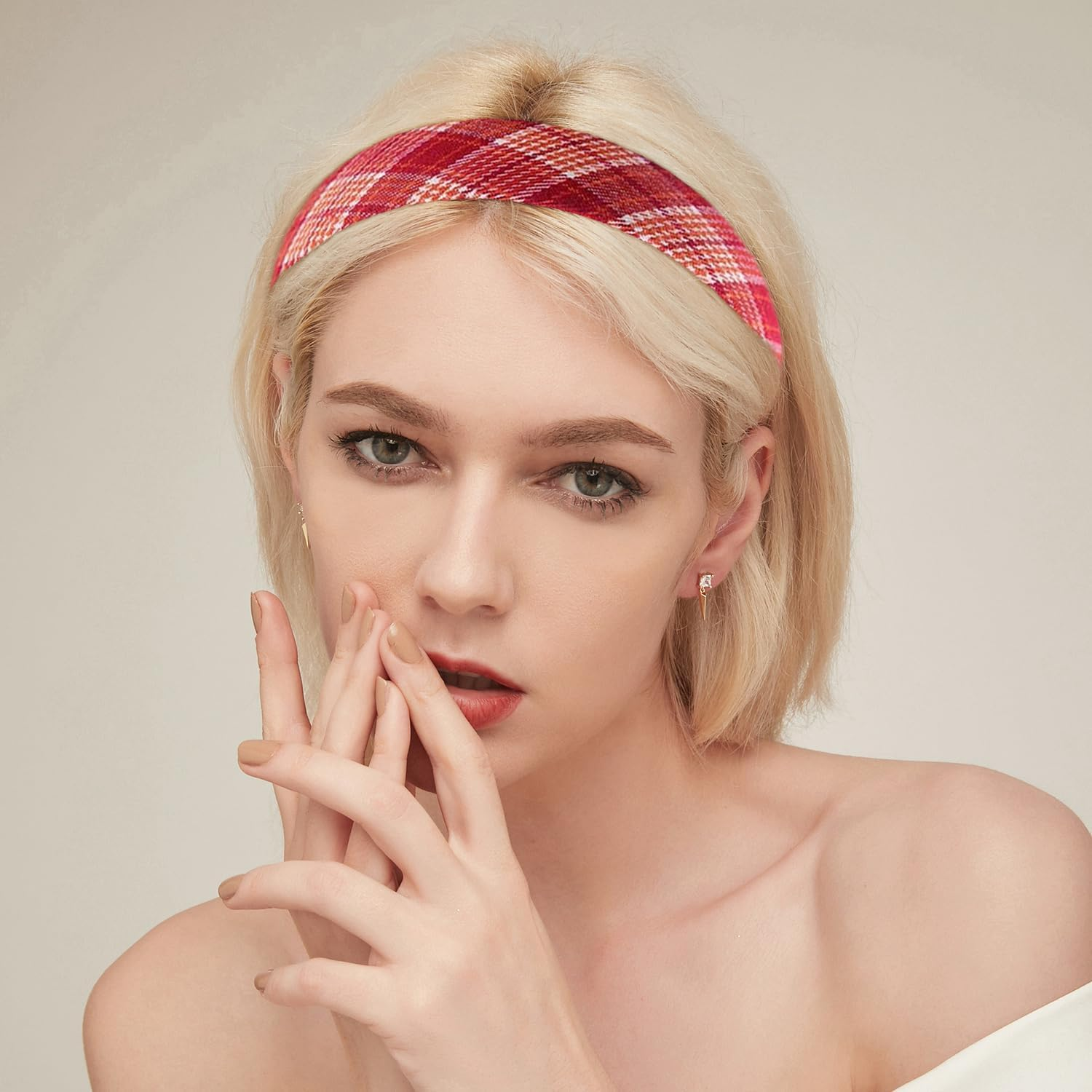 Pack of 3 Checked Headbands, Classic image number 4