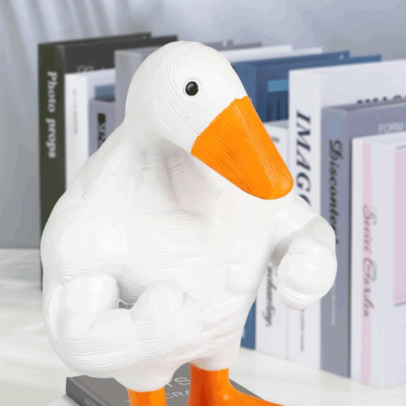 Fun Muscular Buff Duck Statue Ornament Cute Funny Muscle Goose Duck Sculptures Magnetic Key Holder Tool Organizer Holder Figurine Ornaments for Home Living Room Bedroom Housewarming Ideas Gift (1PCS) - 1Pcs image number 5