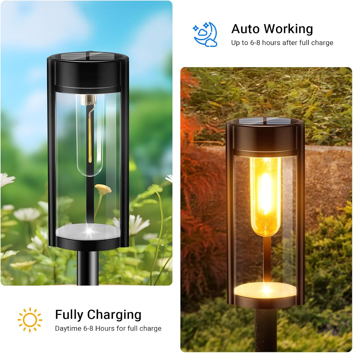 Xmart Solar Outdoor Lights Pathway, 6 Pack Pathway Lights Solar Powered outside IP65 Waterproof, Long Lasting Solar Garden Walkway Landscape Lights for Yard Lawn Patio Decor Lighting image number 1