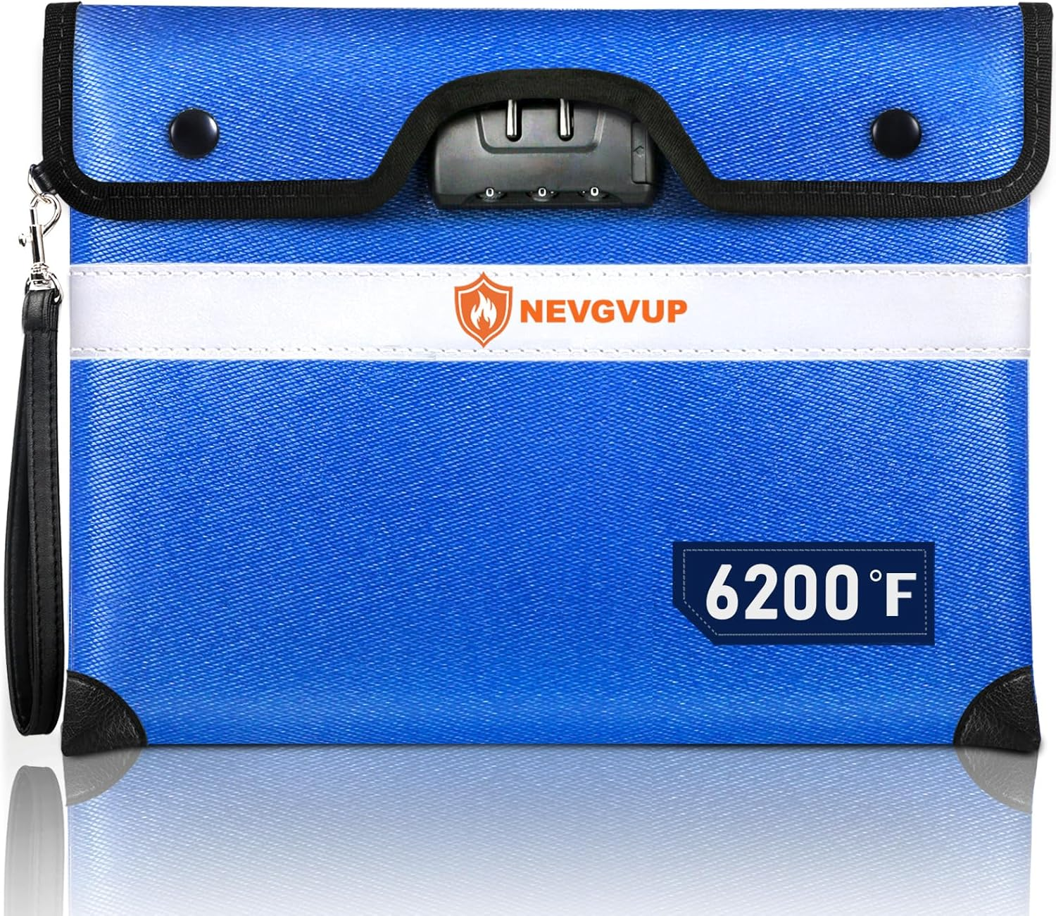 Upgraded 6200&deg;F Fireproof Money Bag with Lock, Fireproof Bag W. Zipper/Reflective Strip, 9 Layers of Heat Insulated Material, Water Resistant Fire Proof Money Bag for Cash, Fire Bag for A5 Documents