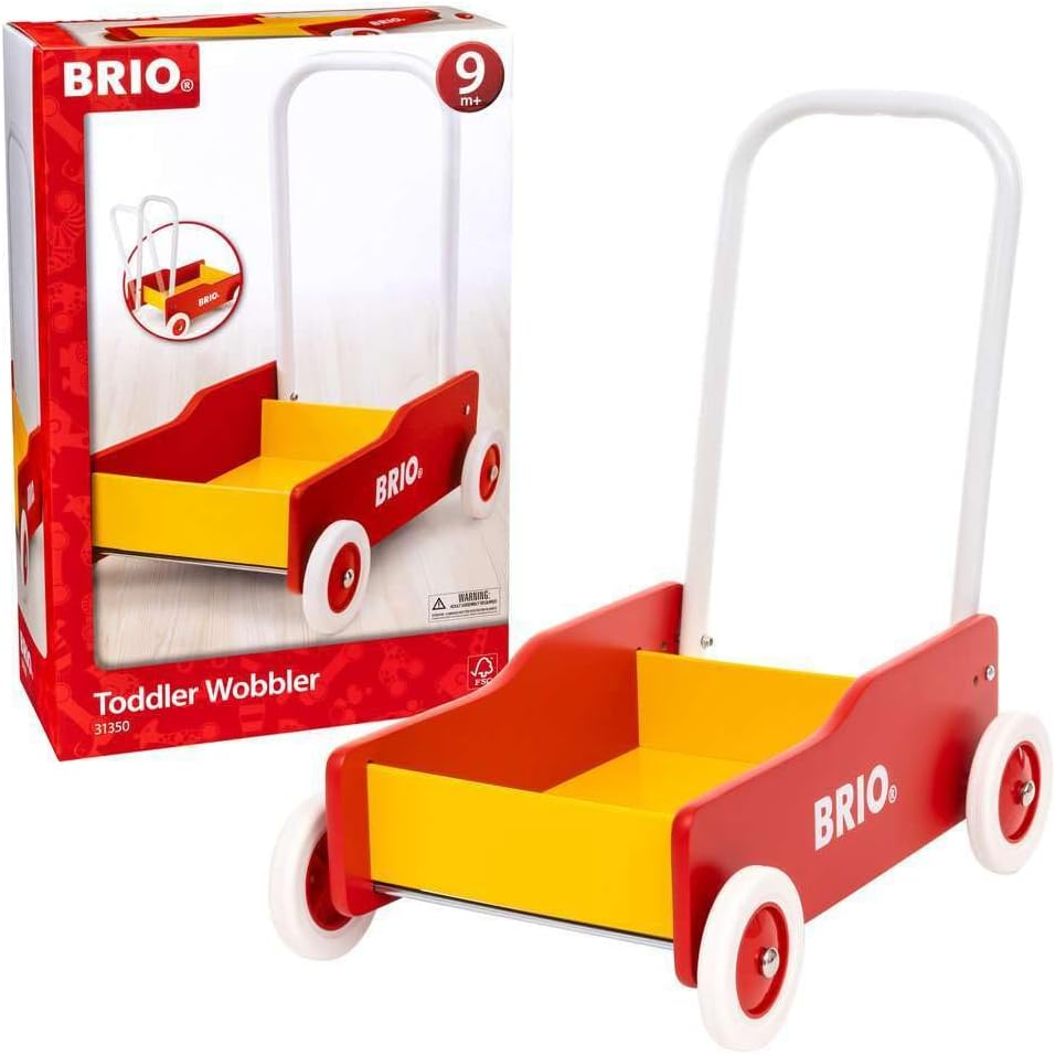 BRIO Infant & Toddler 31350 - Toddler Wobbler Ride-On Toy Red/Yellow for Kids Age 1+ &ndash; Balance & Fun Wooden Activity Toy