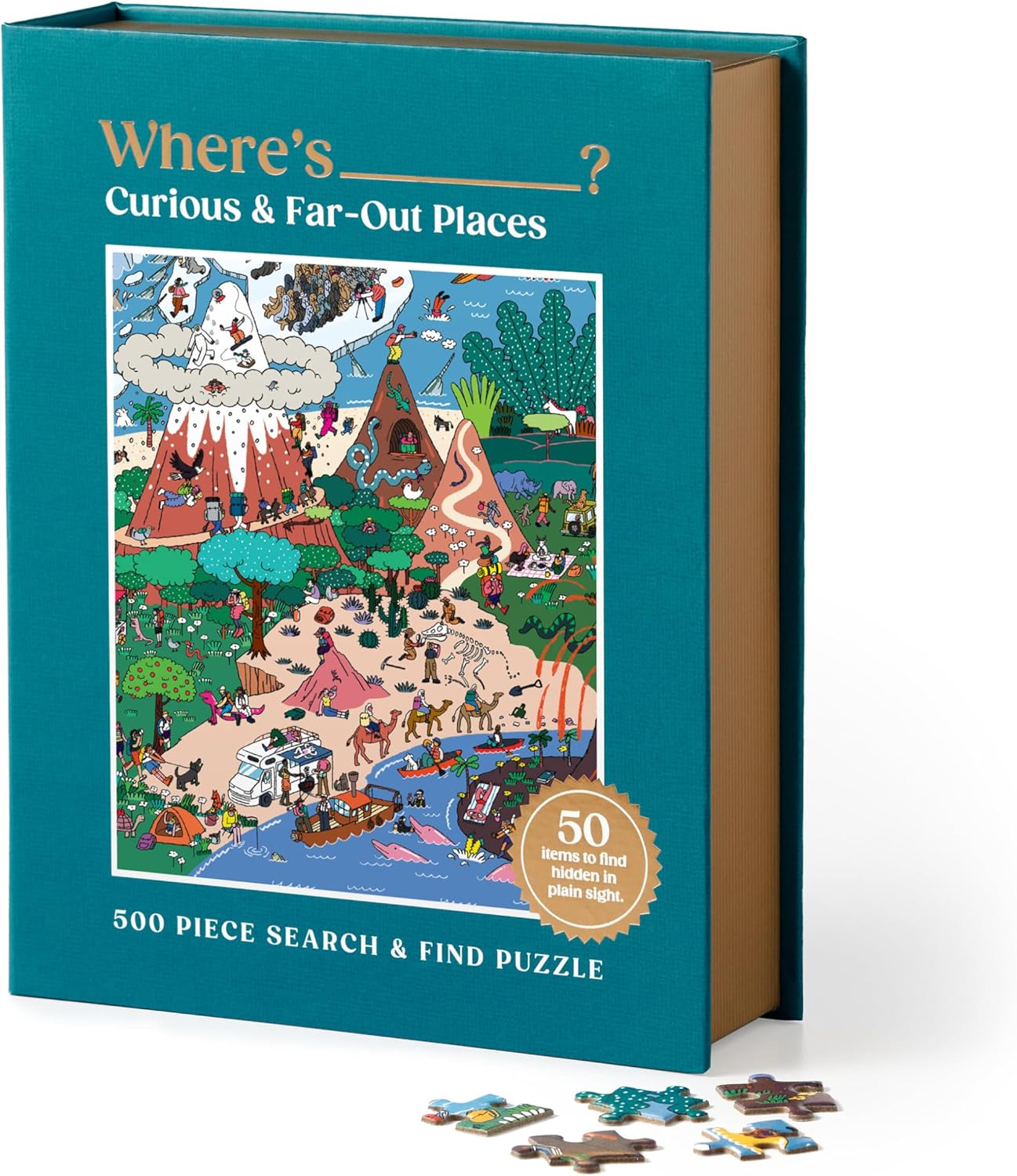 Galison 9780735382275 Where'S Curious and Far Out Places Puzzle (500-Pieces)