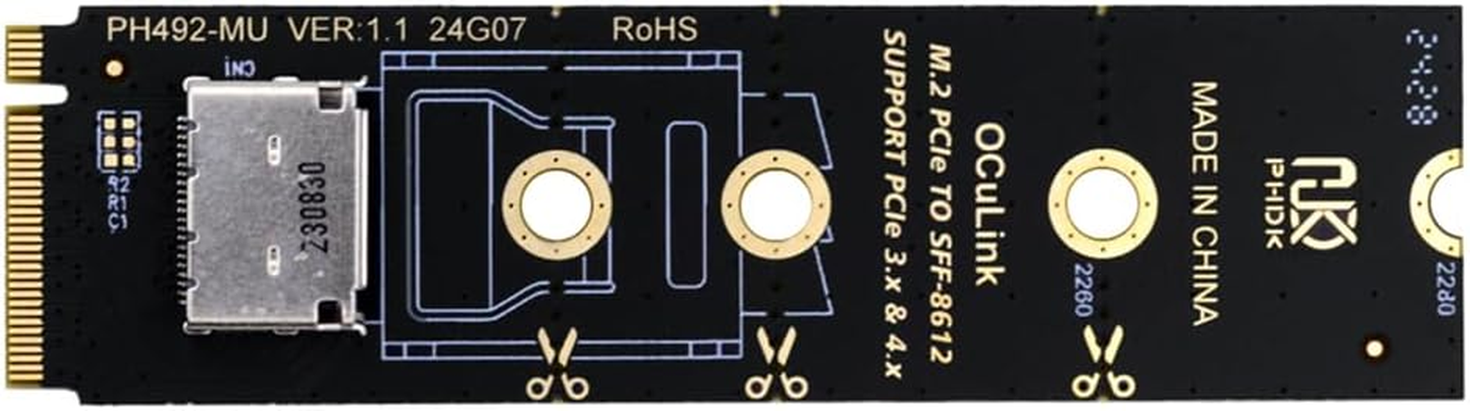 Xiwai PCI-E 3.0 X4 to Oculink SFF-8612 SFF-8611 Host Adapter for Pcie SSD with Low Profile Bracket