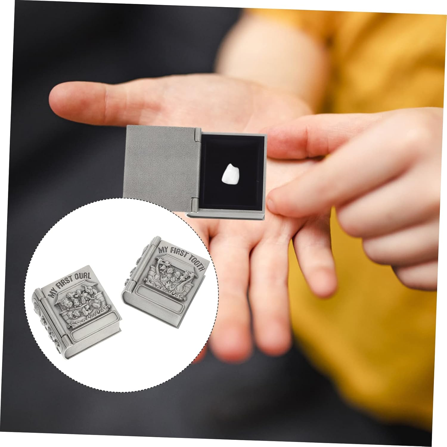 2 Pcs Tooth Boxes Kids Keepsake Teeth Cases Silver Retro Storage Containers Organizing Toddlers image number 5