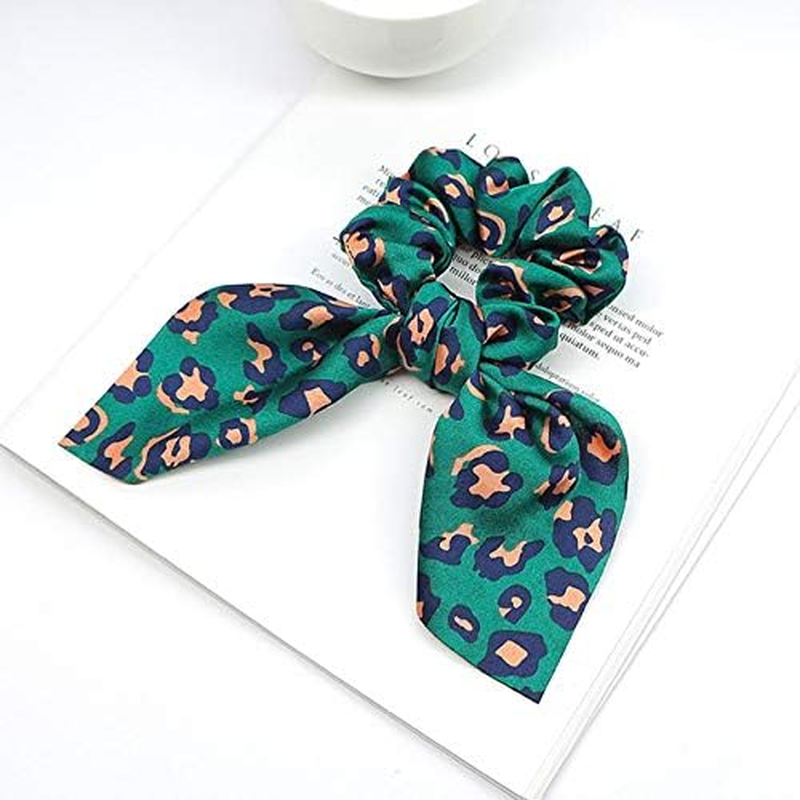 2020 New Chiffon Bowknot Silk Hair Scrunchies Women Pearl Ponytail Holder Hair Tie Hair Rope Rubber Bands Hair Accessories,Green
