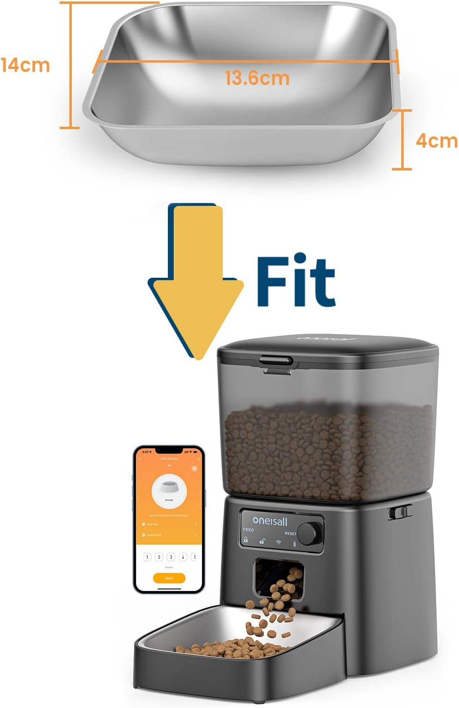 Oneisall 3.5 L Automatic Cat Bowl