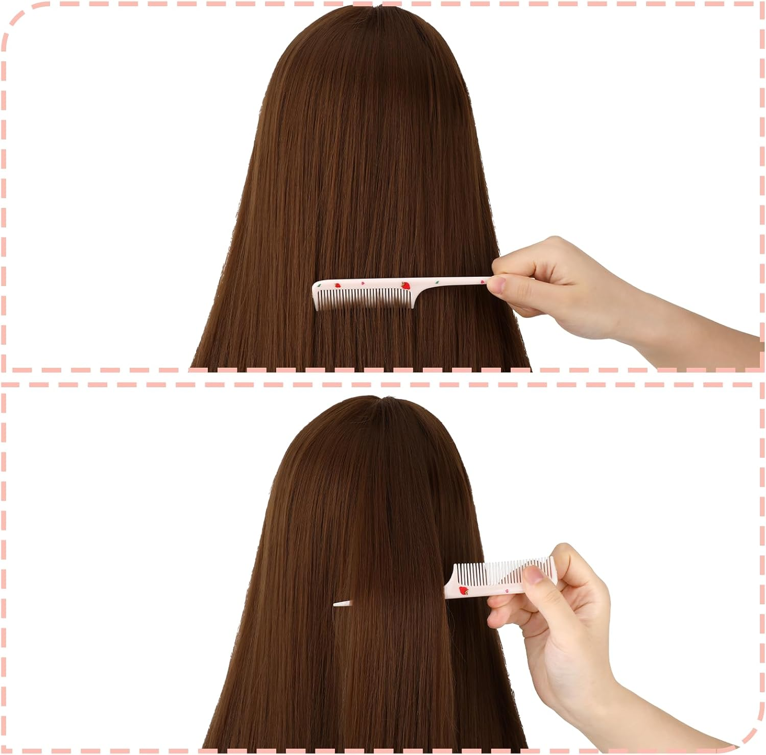 4 Pcs Girls Boys Hair Brush Kids Hairs Brushes Set Fashion Kids Hair Brushes Plastic Fine Tooth Rat Tail Combs for Girls Curly Straight Long Hairs, Blue + Pink image number 2