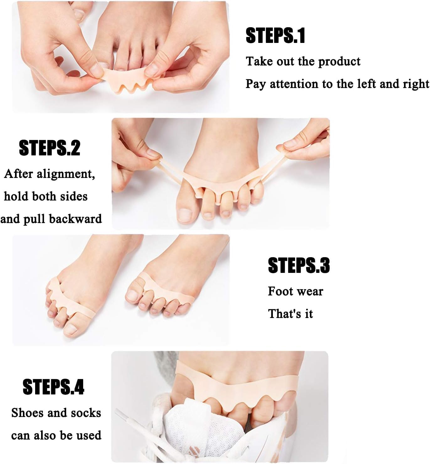 Toe Separators & Spacers,Use for Health & Beauty Pedicures,Hammer Toes, Claw Toes & Other Foot Conditions,Pedicures for Kids (White, 1 Pair) image number 1