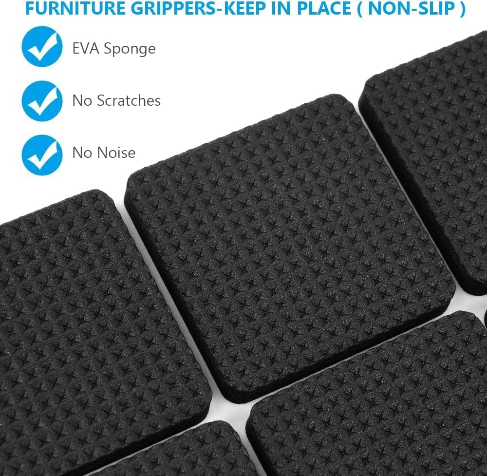 64Pcs Non Slip Furniture Pads Floor Protectors, Rubber Pads for Furniture Feet, Dense, Premium Chair Feet Protectors, Floor Protector Pads (38Mm,32 Squares and 32 Rounds)