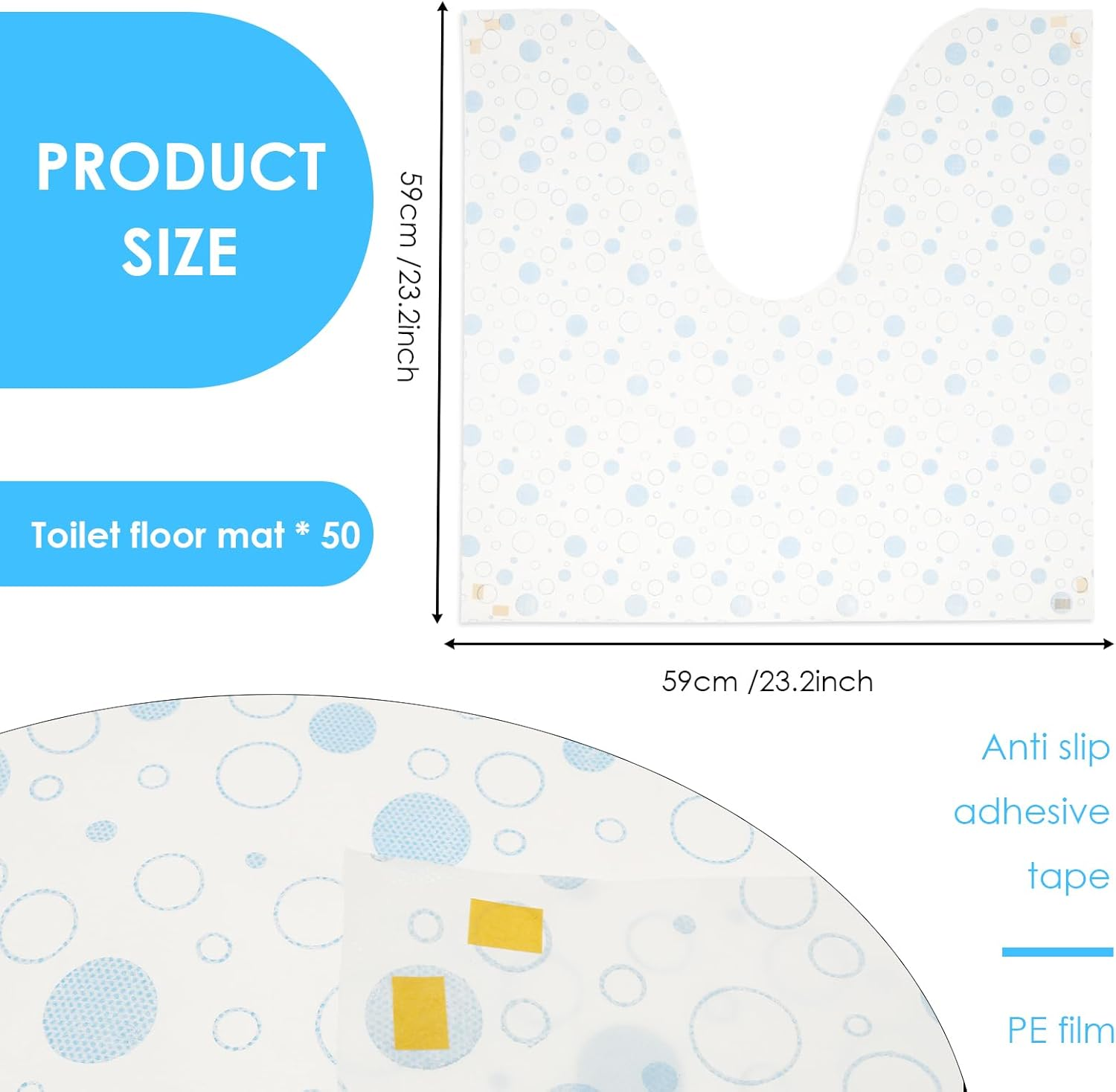 50Pcs Disposable Toilet Mats, Non Woven Fabric Toilet, Absorbent Floor Protector from Urine Disposable Floor Mat U-Shape Training Mats Commode Mats for Children Adults image number 6