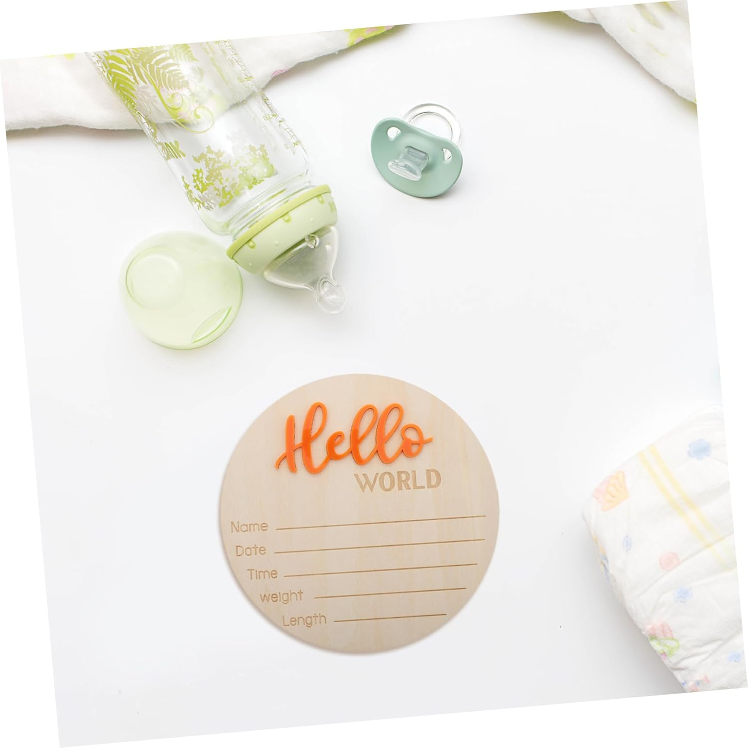 Toyvian Wooden Birth Announcement Sign Name Date Weight Height Elegant Decor for Nursery image number 1