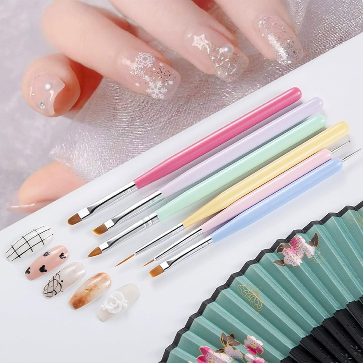 Xolixorium Nail Art Brushes Set Complete Nail Design Tools Including Extension Gel Brush Liner Brush Dotting Pen for Gel Polish Manicure Professional Salon and Home Use image number 3