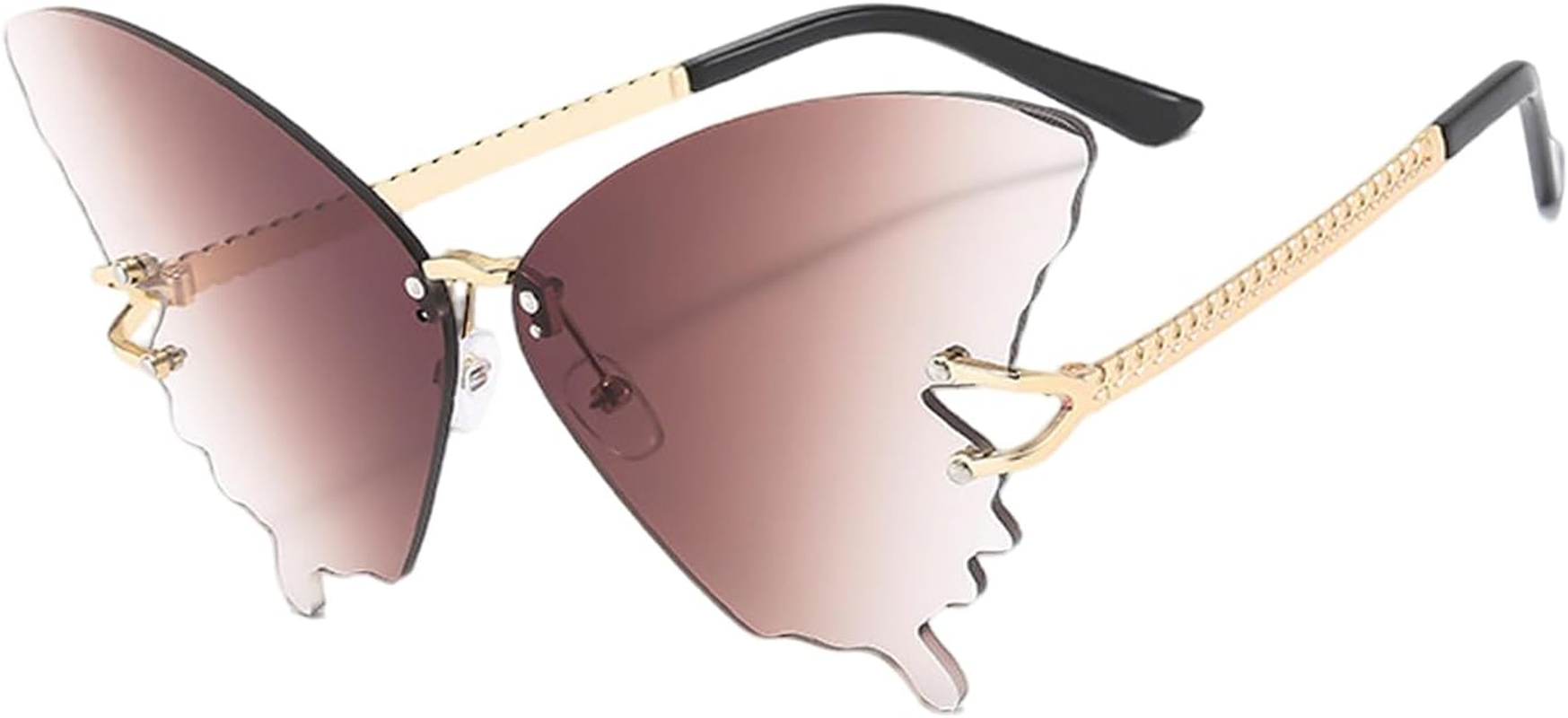 Qkbuza Butterfly Glasses - Trendy Eyeglasses - Butterfly Frameless Oversized Eyewear Anti-Glare Trendy for Women Driving Beach Vacation Summer Outdoor