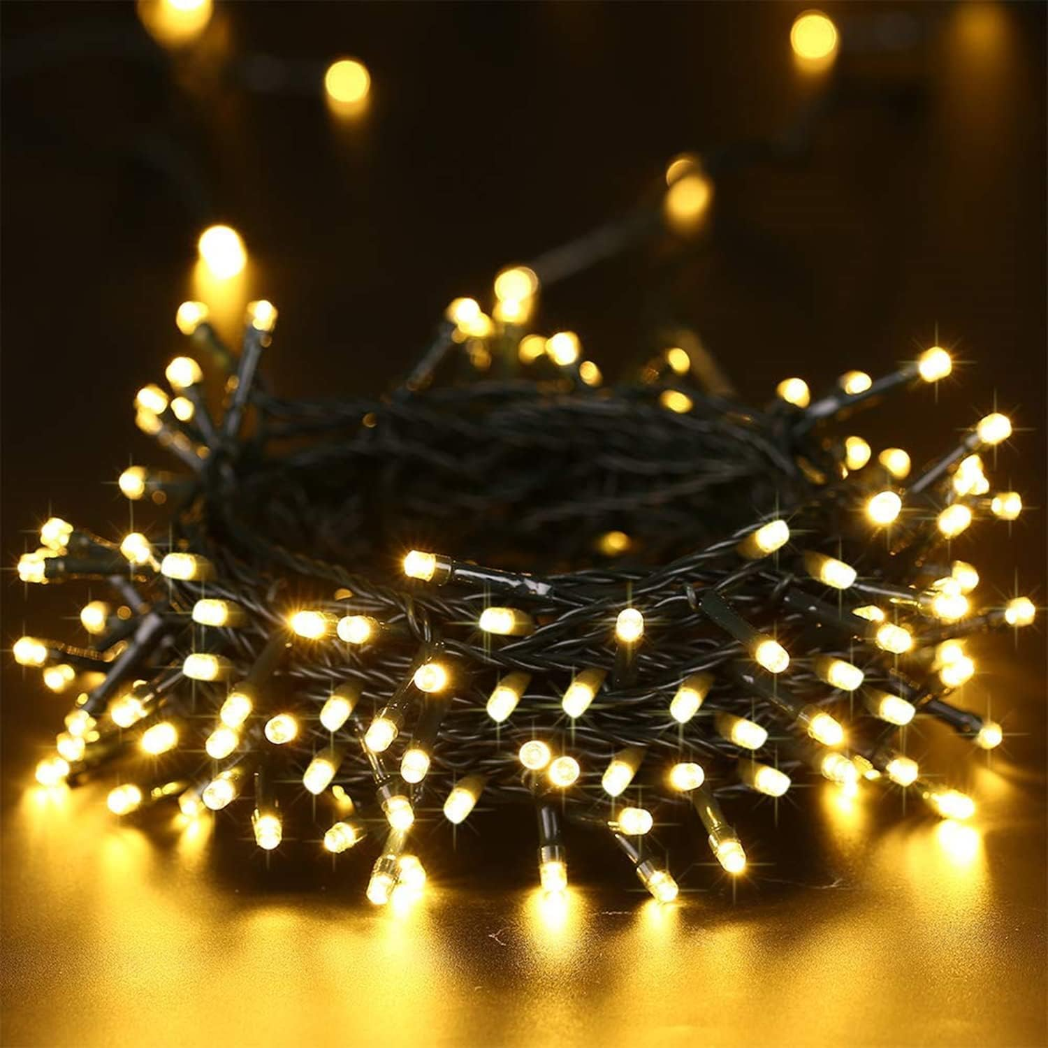 Philzops LED Christmas Fairy Lights Indoor 10 M 100 LED Christmas Lighting Outdoor Battery Warm White 8 Modes Waterproof Outdoor Fairy Lights for Christmas Tree Balcony Wedding Party Window Decoration image number 5