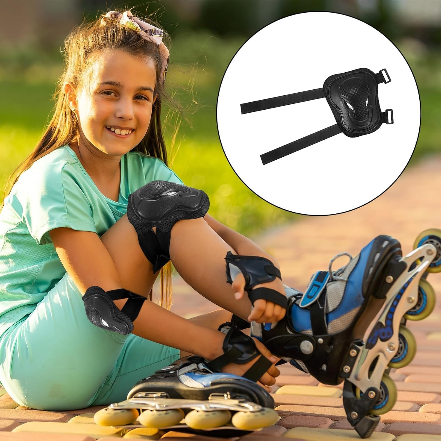 Kids Knee Elbow Pads and Wrist Guards Protective Gear Set, 6Pcs Kids Knee Pads Elbow Pad Wrist Guards Protective Gear Set, Adjustable Wrist Guard Knee and Elbow Pads image number 3