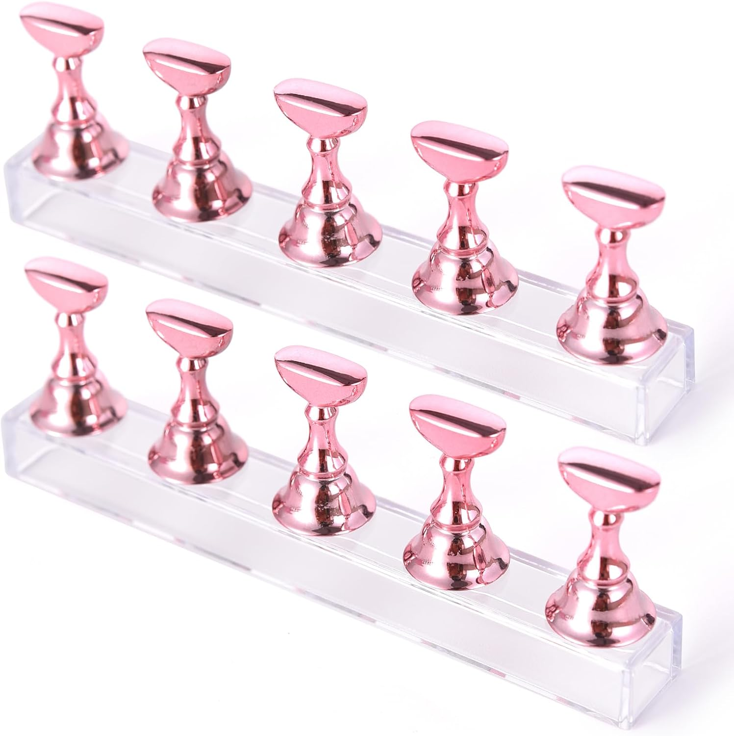 KADS 2 Sets Nail Display Stand Nail Practice Holder Magnetic Fake Nail Tips Holder for Press on Painting Nail Art Stand Manicure Design Tool for Salon and Home Use, White