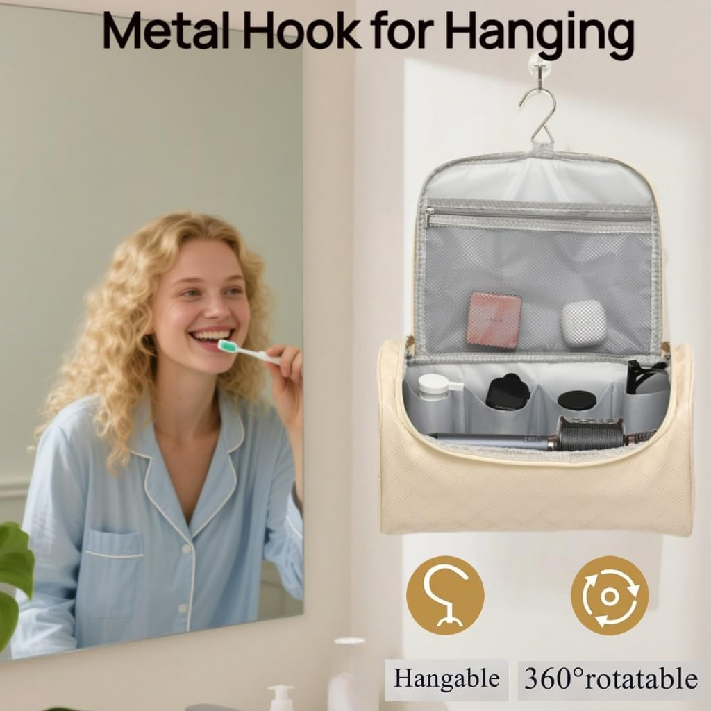 Dongawin Shark Flex Style Case - Premium Leather Travel Bag for Dyson Airwrap & Shark Hair Dryer Airwrap, Waterproof & Easy to Clean with 360&deg; Soft Padding, Lightweight Hair Tools Travel Bag (Cream)