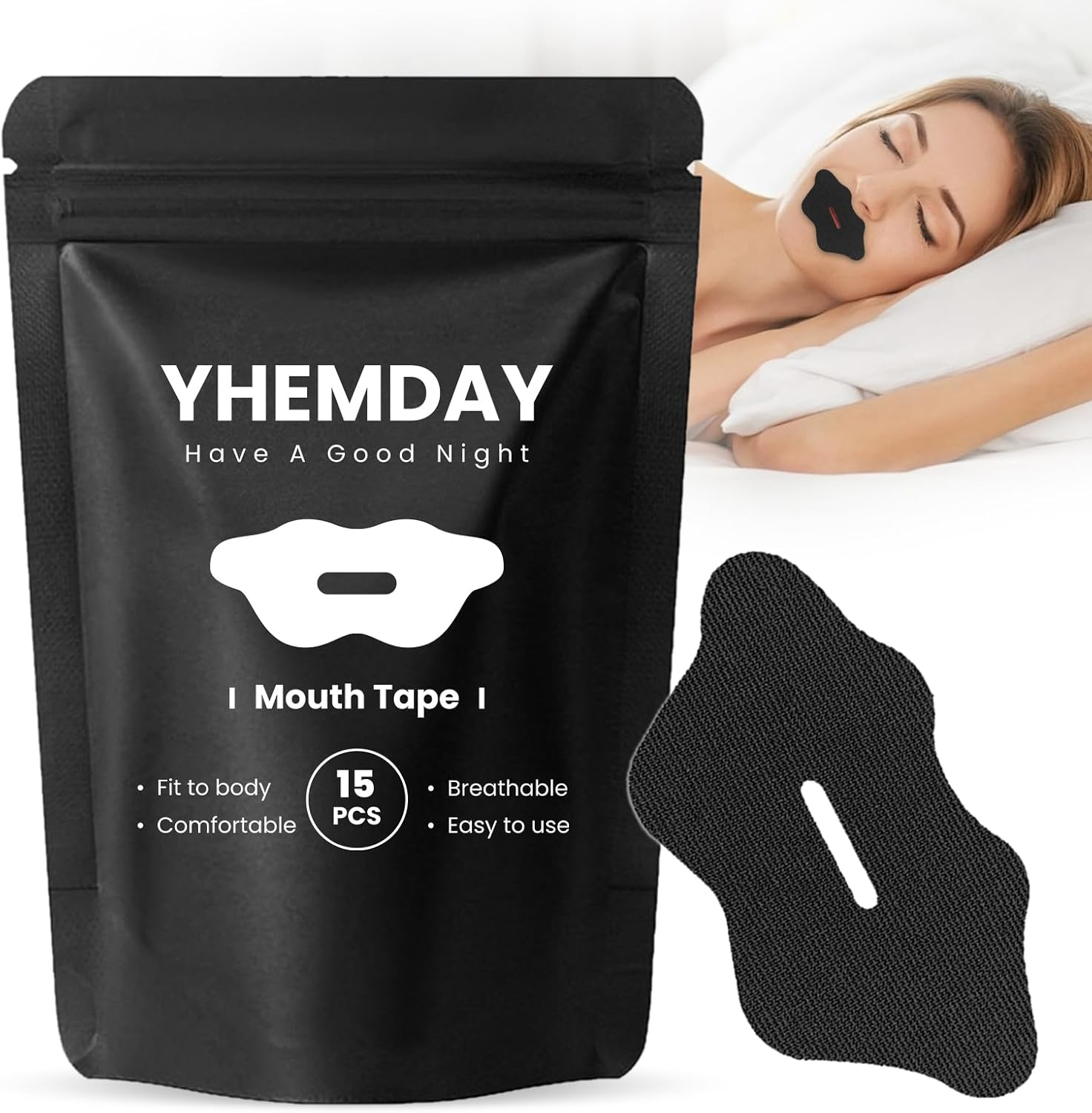 Breathable Mouth Tape for Sleeping - Hypoallergenic & Comfortable Anti-Snoring Device, Promotes Nasal Breathing, All-Night Hold (Rose, 60 Pcs)