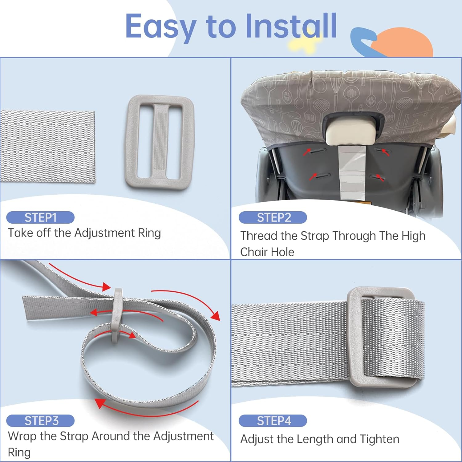 High Chair Straps Replacement Compatible with Graco - 5 Point Harness Straps for High Chair, Straps Length Adjustable Highchair Strap, Easy to Install Straps Belt, High Chair Accessories