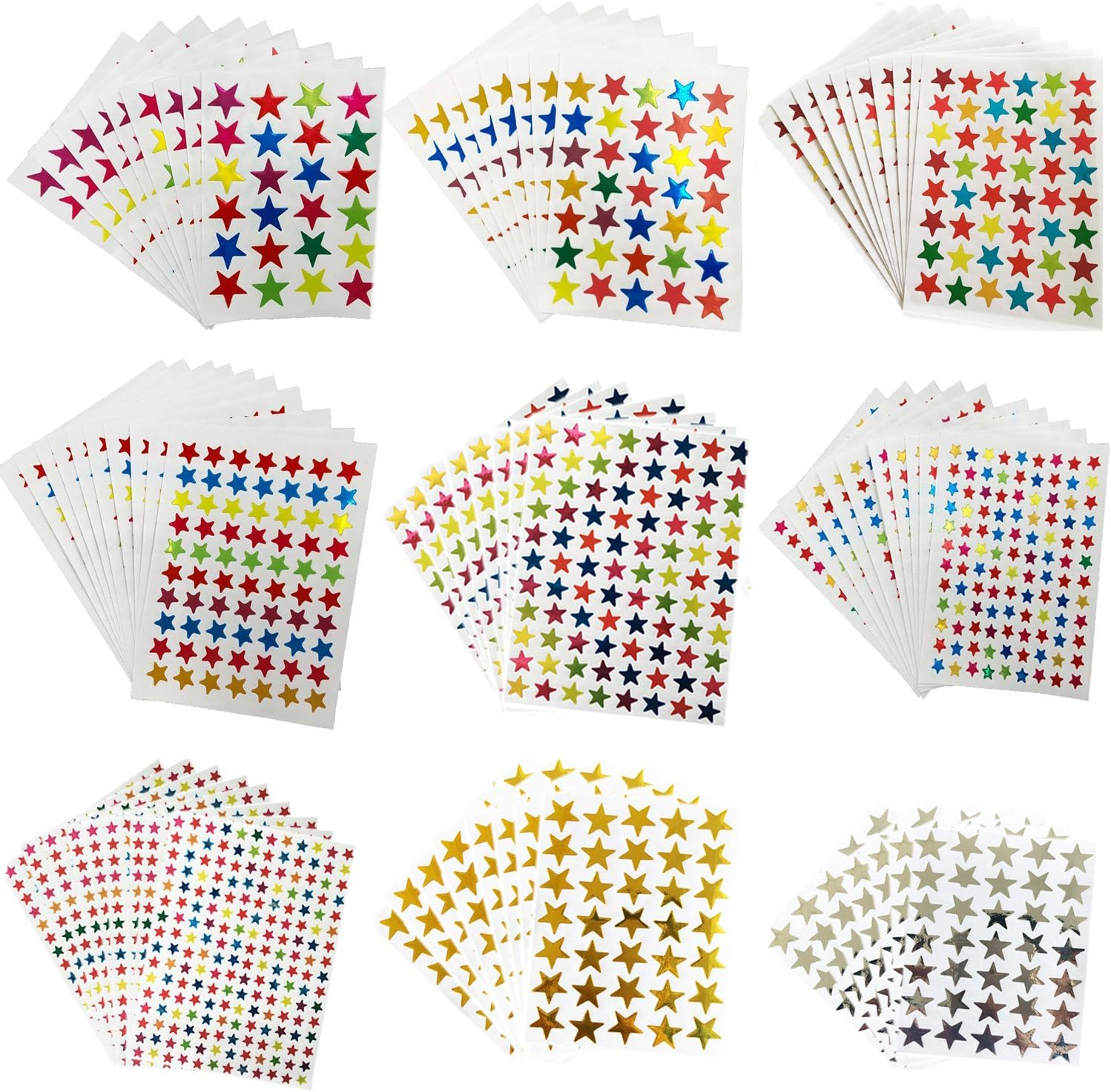 Kenkio 8270 Count Colorful Star Stickers Self-Adhesive Stickers Stars Labels image number 2