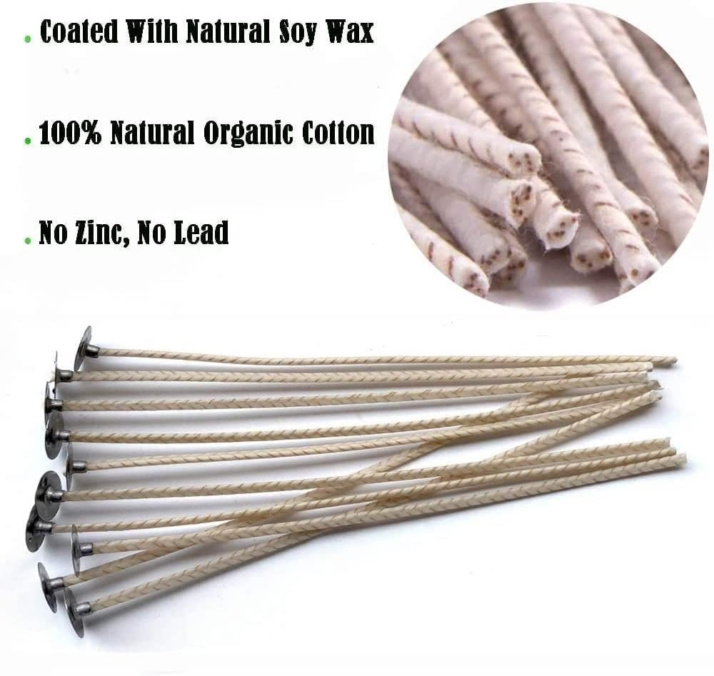 100Pcs CD 6 Wicks for Soy Candles, 6 Inch Pre-Waxed Candle Wick for Candle Making,Thick Candle Wick with Base image number 4