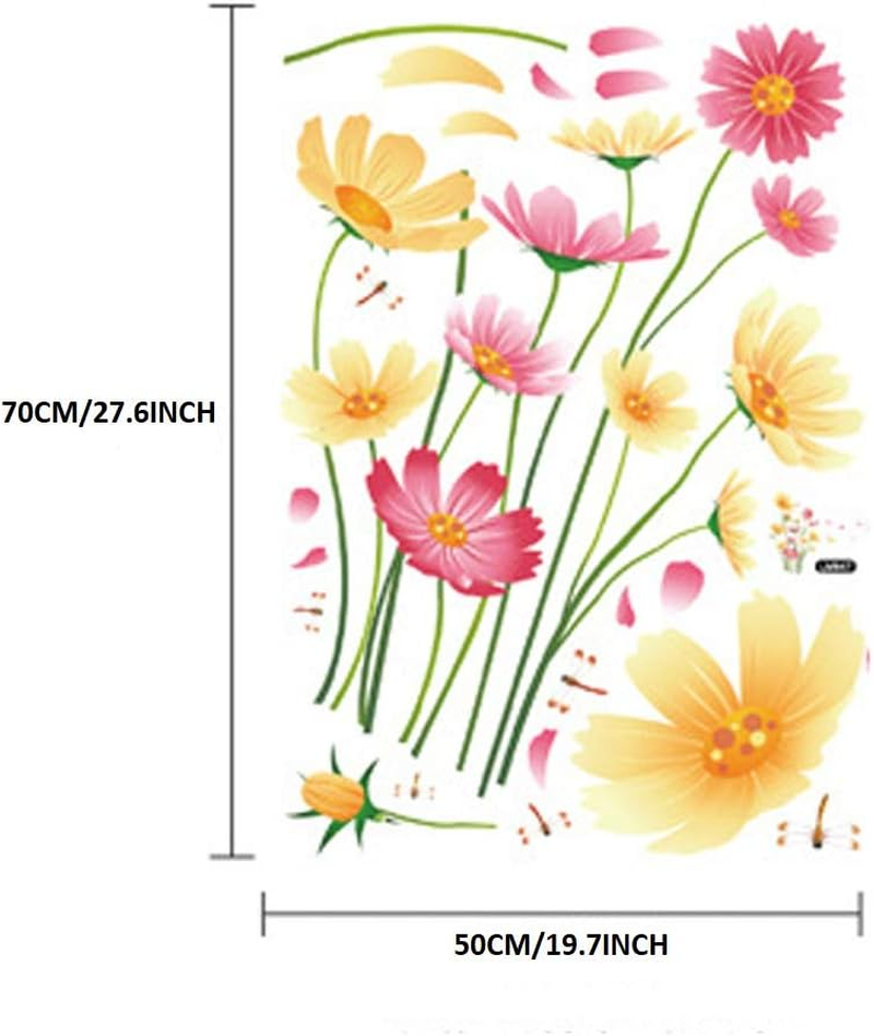 Chrysanthemums Butterflies Dragonflies Garden Wall Decal PVC Home Sticker House Vinyl Paper Decoration Wallpaper Living Room Bedroom Kitchen Art Picture DIY Murals Girls Boys Kids Nursery Baby image number 3