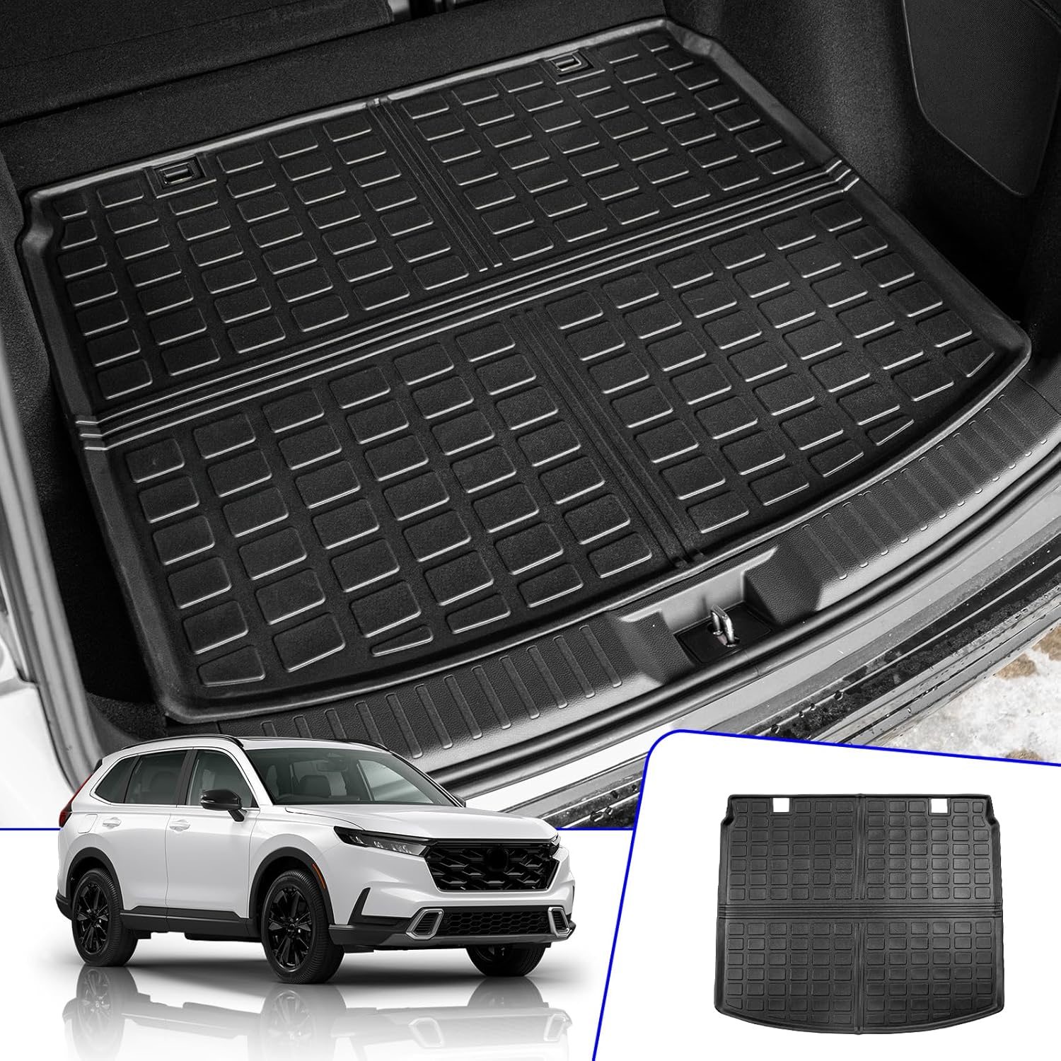 Rongtaod Cargo Mat Compatible with 2023 2024 2025 2026 Honda CRV (Include Hybrid) Cargo Liner Trunk Mat Back Seat Cover Protector Honda CR-V Accessories (Fit Upper Deck, Trunk Mat+Backrest Mats) image number 1