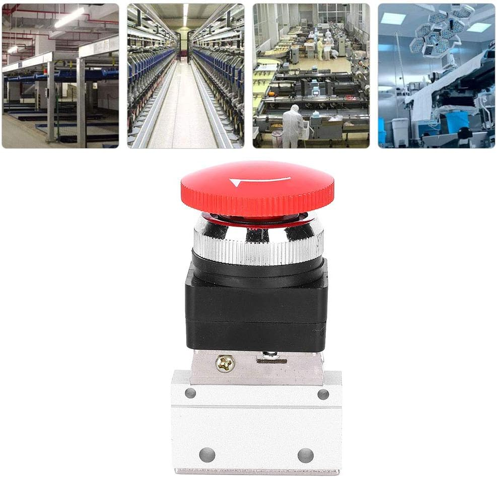 Spacnana G1/8 Pneumatic Mechanical Valve, Red Mushroom Push Button Switch, Lightweight and Durable, Aluminum Alloy Valve Body, Applicable for Mechanical Equipment, image number 2