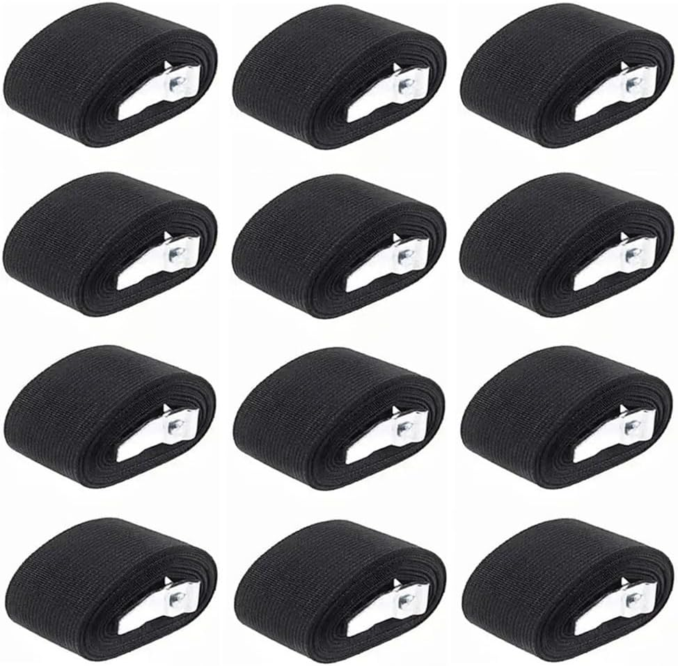 12 Pack Tie down Straps, 1M Heavy Duty Tensioning Belts, Adjustable Cargo Straps Ratchet Straps, Strap with Buckle, Lashing Straps Suitable for Car Motorcycle Trailer Luggage Cargo(Black) image number 5