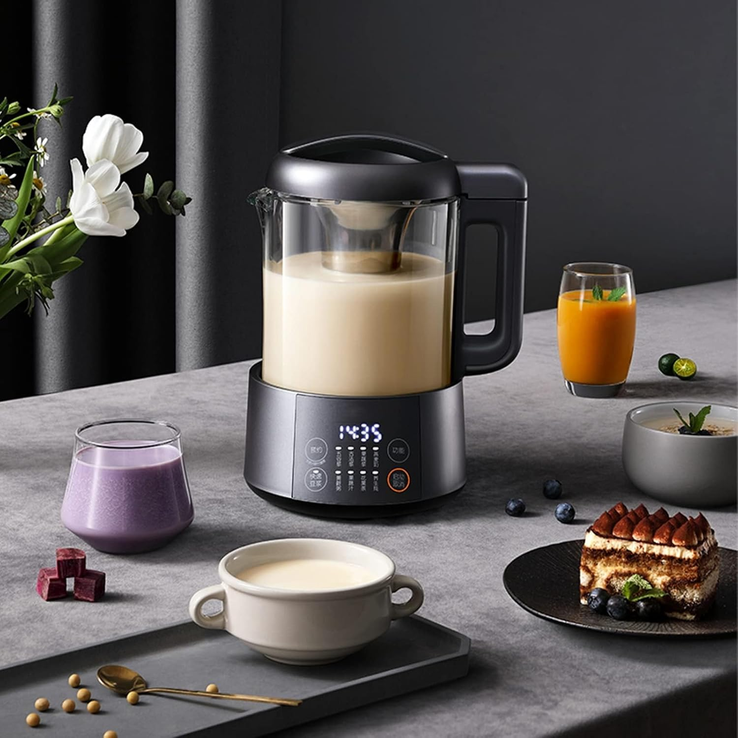 JOYOUNG Soy Milk Maker 1L, 2 in 1 Cooking Machine, Smart Glass Blender, Plant-Based Nut Drinks, Self-Cleaning and Multifunctional, 11H Appointment (Chinese Version) image number 3