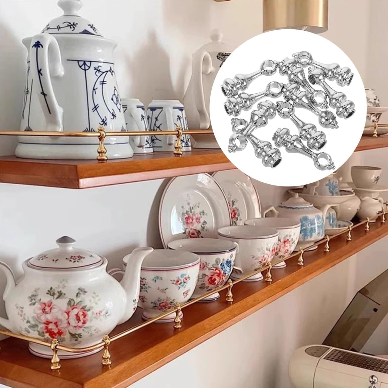 TEHAUX Multi-Functional Glass Railing Post End Caps 4Mm Hole Diameter Zinc Alloy Furniture Connectors for Cabinets Serving Carts Decorative Spindle Hardware Accessories - Golden image number 4