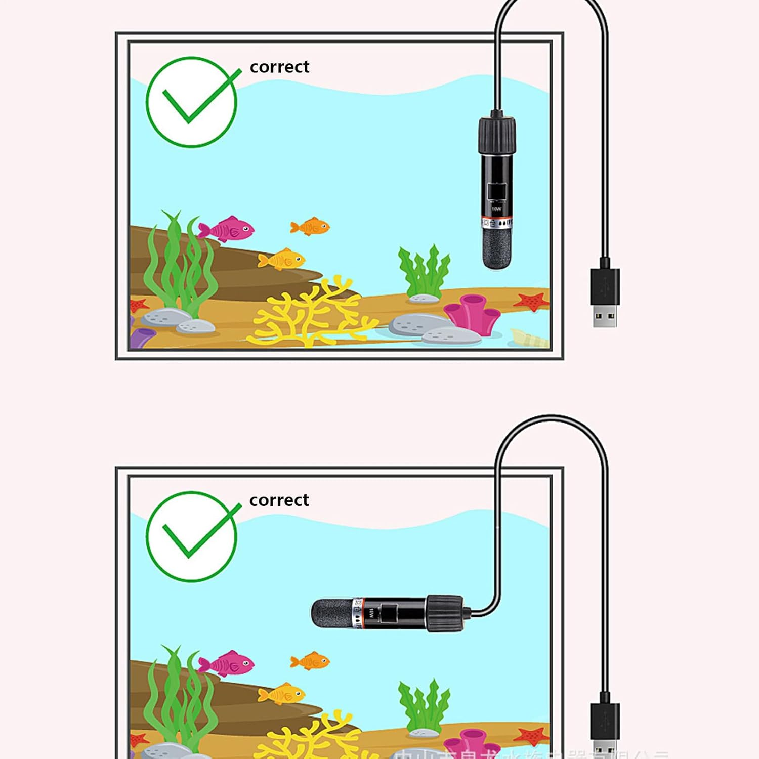 Weldphur Aquarium Heater - Aquarium Submersible Betta Heater | Submersible 10W Small Heating Rod Warmer for Pet Saltwater Aquatic Life Home Outdoor Turtle Freshwater Crab image number 1