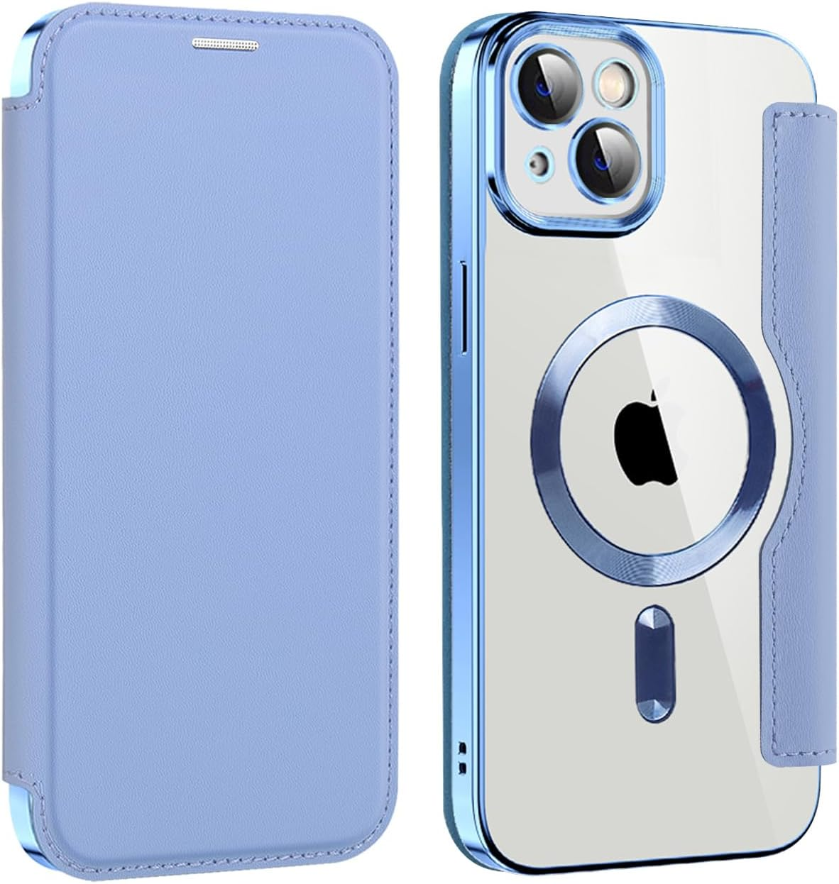SIYOPINPFY Wallet Case for Iphone 14 Plus, [Compatible with Magsafe] Premium Flip Leather RFID Blocking Card Holder Clear Magnetic Back Cover Shockproof Case for Iphone 14 plus (Dar Peaks Blue JD) image number 4