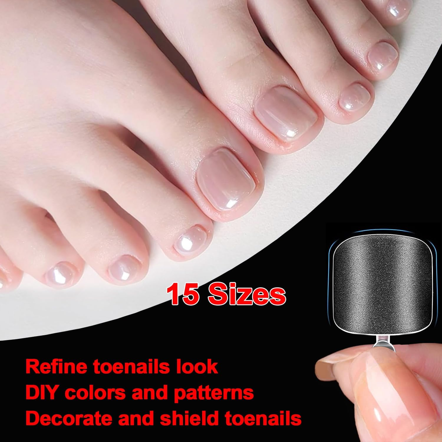 MUSILAN 1500 Pieces False Nails Feet, 15 Sizes Matte Acrylic False Nails Foot, Full Cover Feet Nails, American Nail Tips for Women Girls Salon Manicure Nail Art image number 3