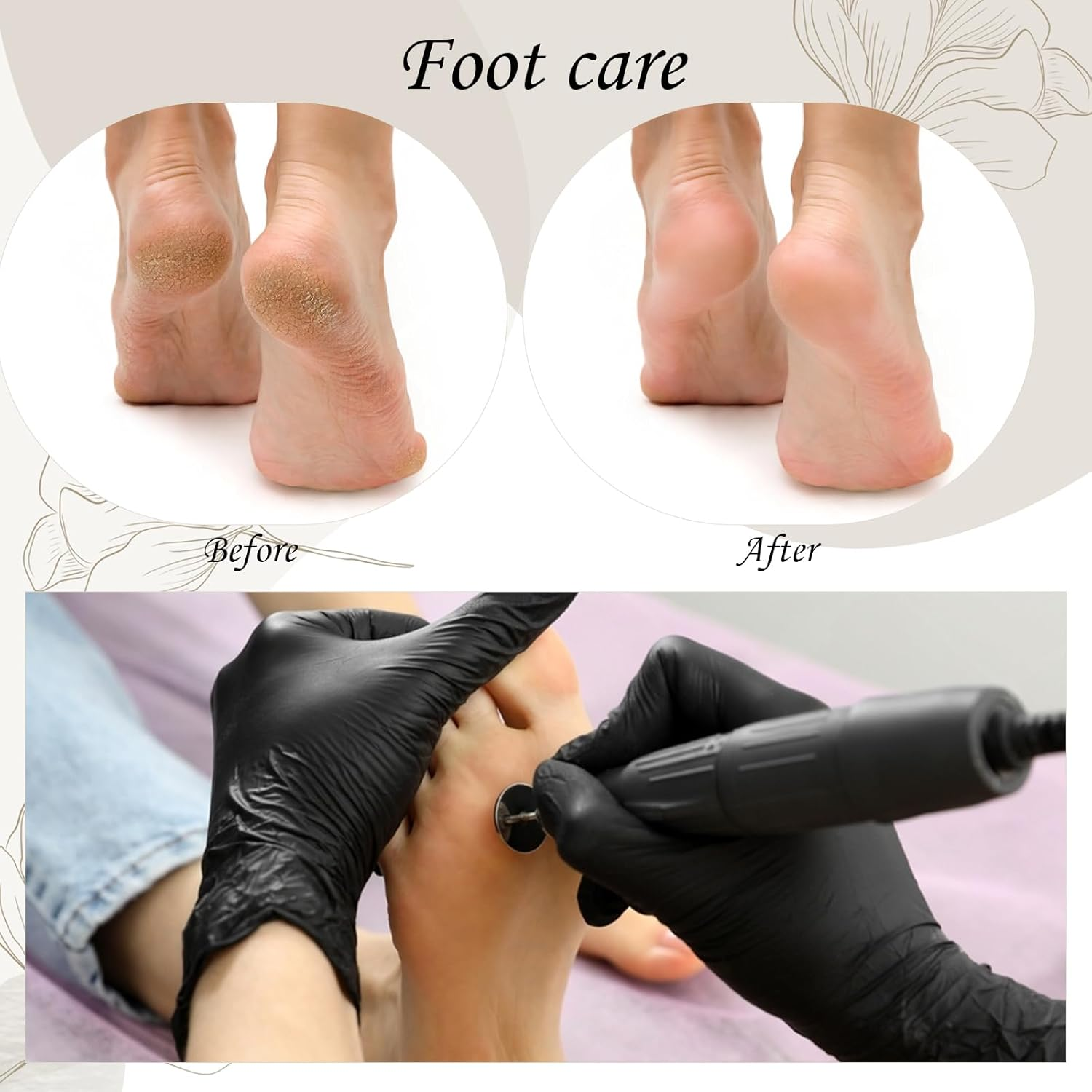 60-Piece Sanding Disc, Pedicure Set, 80/180/240 Grit Replacement Sandpaper Foot, 25 Mm Nail Sanding Discs with Metal Nail Drills, for Electric Foot Files/Callus Remover or Polishing Work image number 2