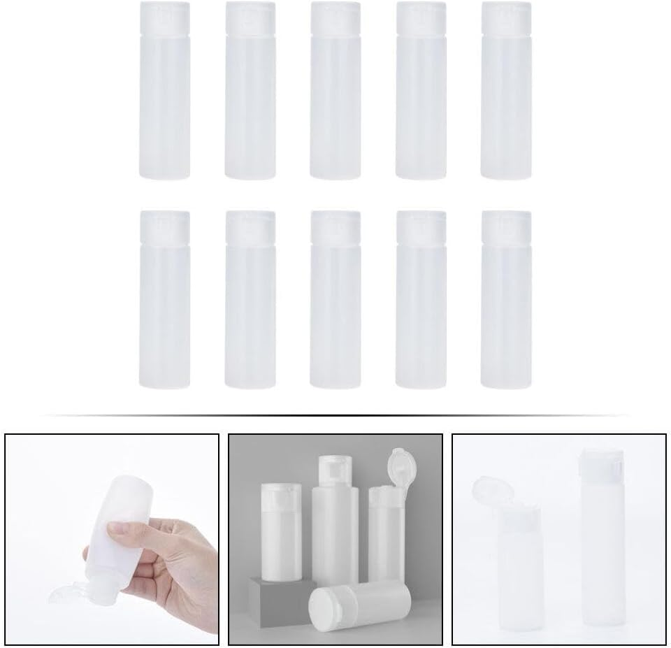SOLUSTRE Flip-Top Empty Bottle Set of 10 Refillable Travel Containers for Lotion Shampoo and Moisturizers 6.1Cm X 2.1Cm image number 1
