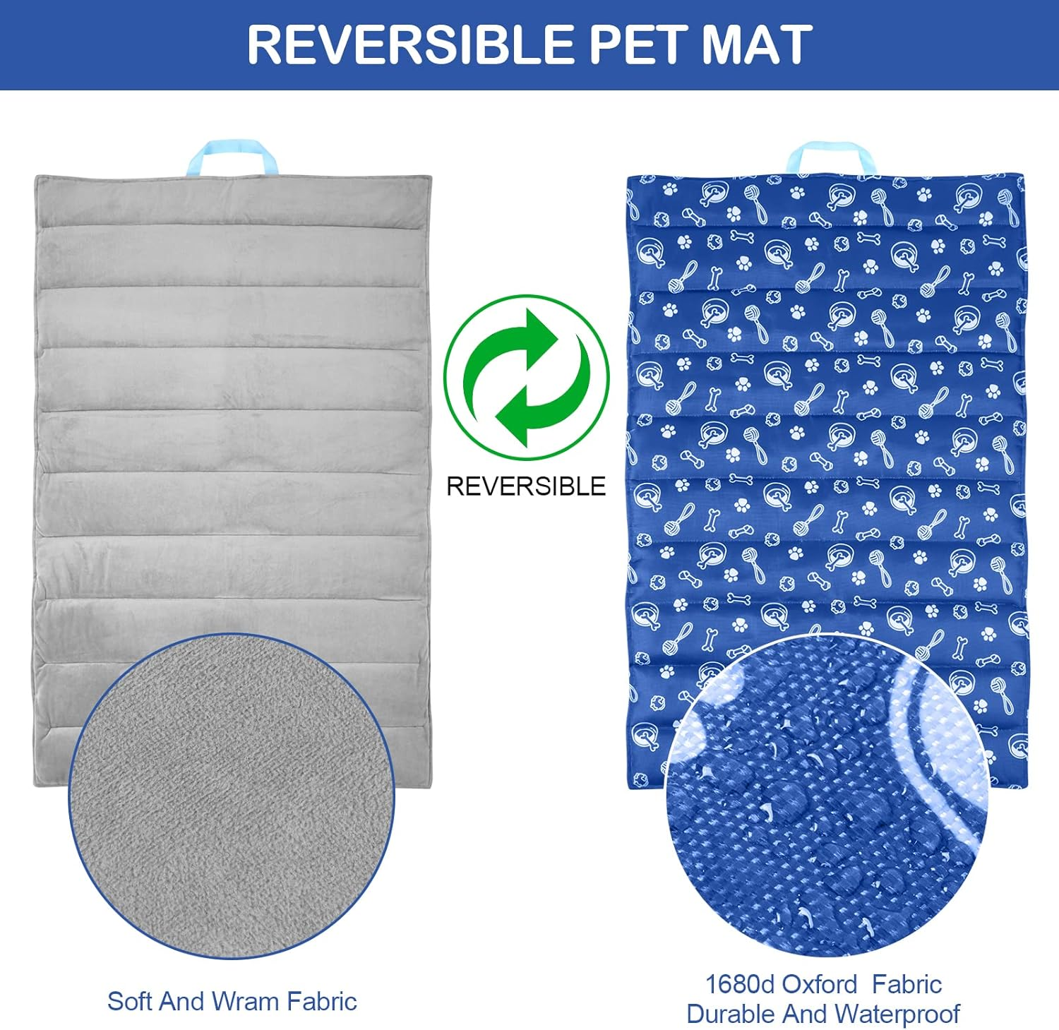 Ownpets Outdoor Dog Bed Waterproof Travel Dog Mat, Reversible and Portable Large Size Camping Dog Bed,Machine Washable,103X70Cm image number 5