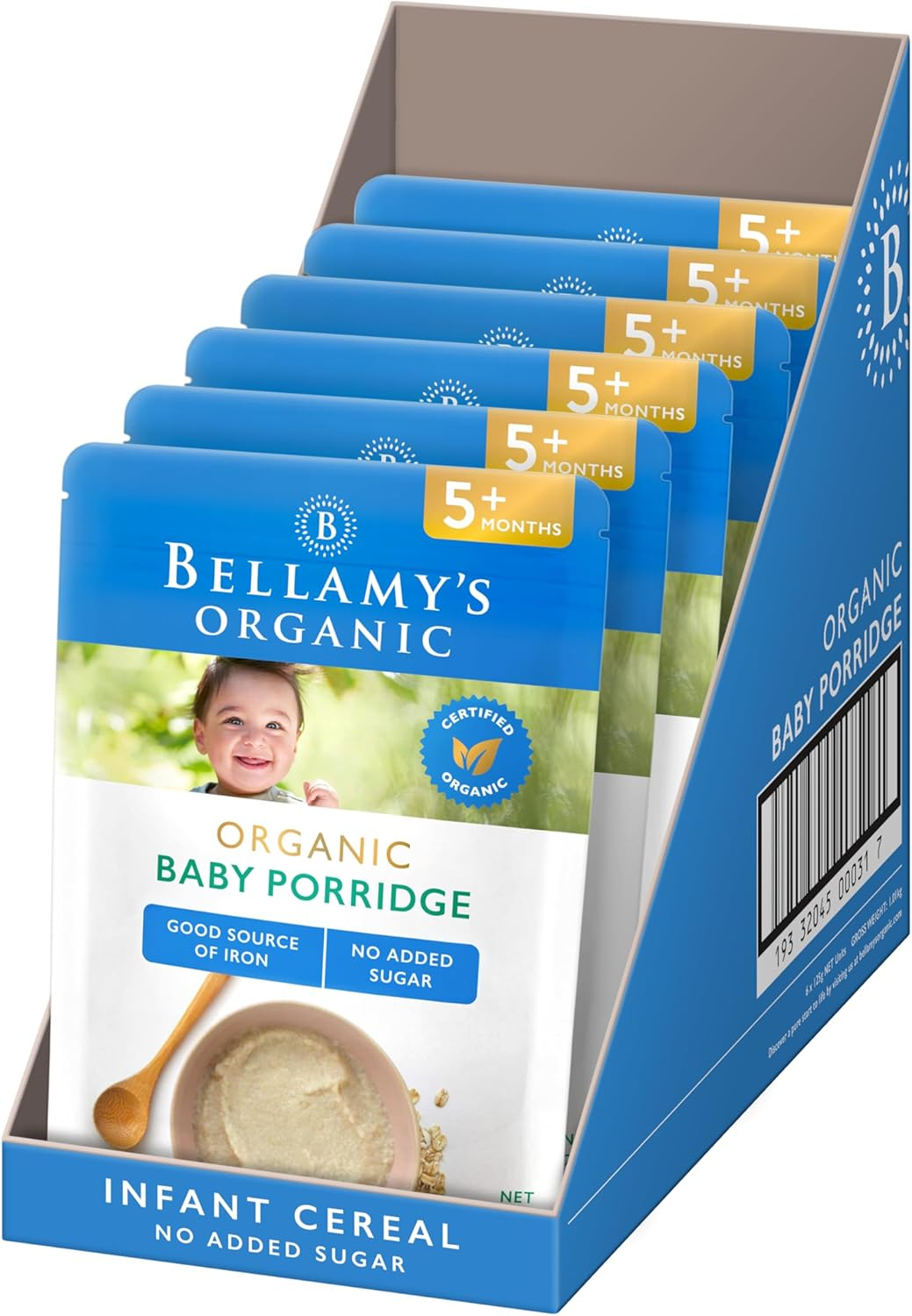 Bellamy'S Organic Baby Porridge 125G, Baby Food, 5M+, Bulk (6 X 125G)