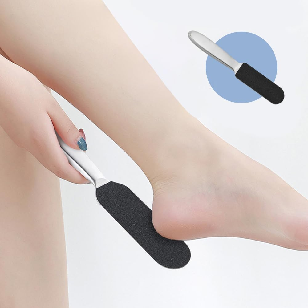 Foot File for Hardened or Dry Skin, Stainless Steel, Foot File with Replacement Sandpaper, Coarse and Fine, Stainless Steel Callus Rasp, Callus File, Foot Care, Professional Callus File for Callus image number 3