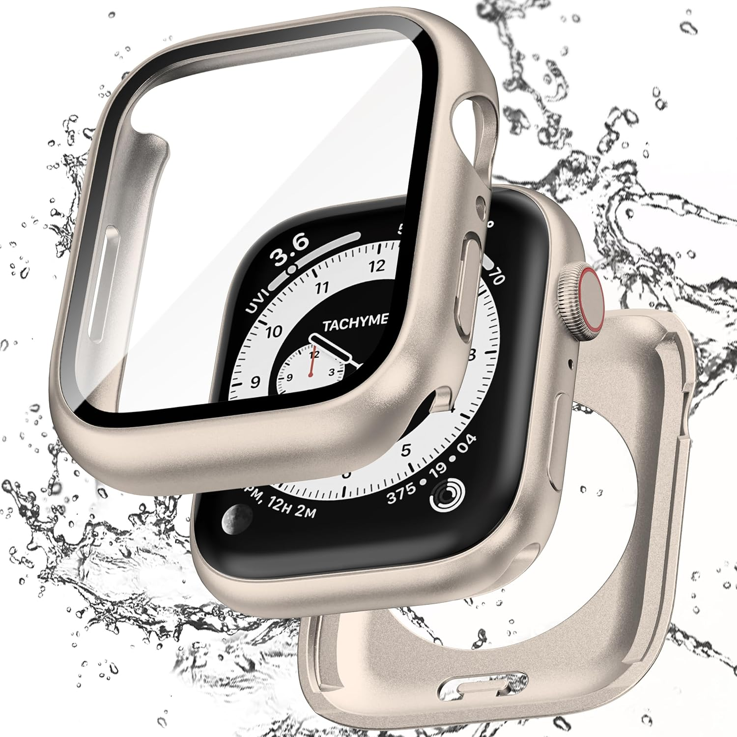 Zumyzu 2 in 1 Waterproof Case Compatible with Apple Watch 40Mm Series 6/5/4/SE with Tempered Glass Screen Protector, Full Coverage Bumper Cover for Iwatch Case 40Mm Starlight image number 1