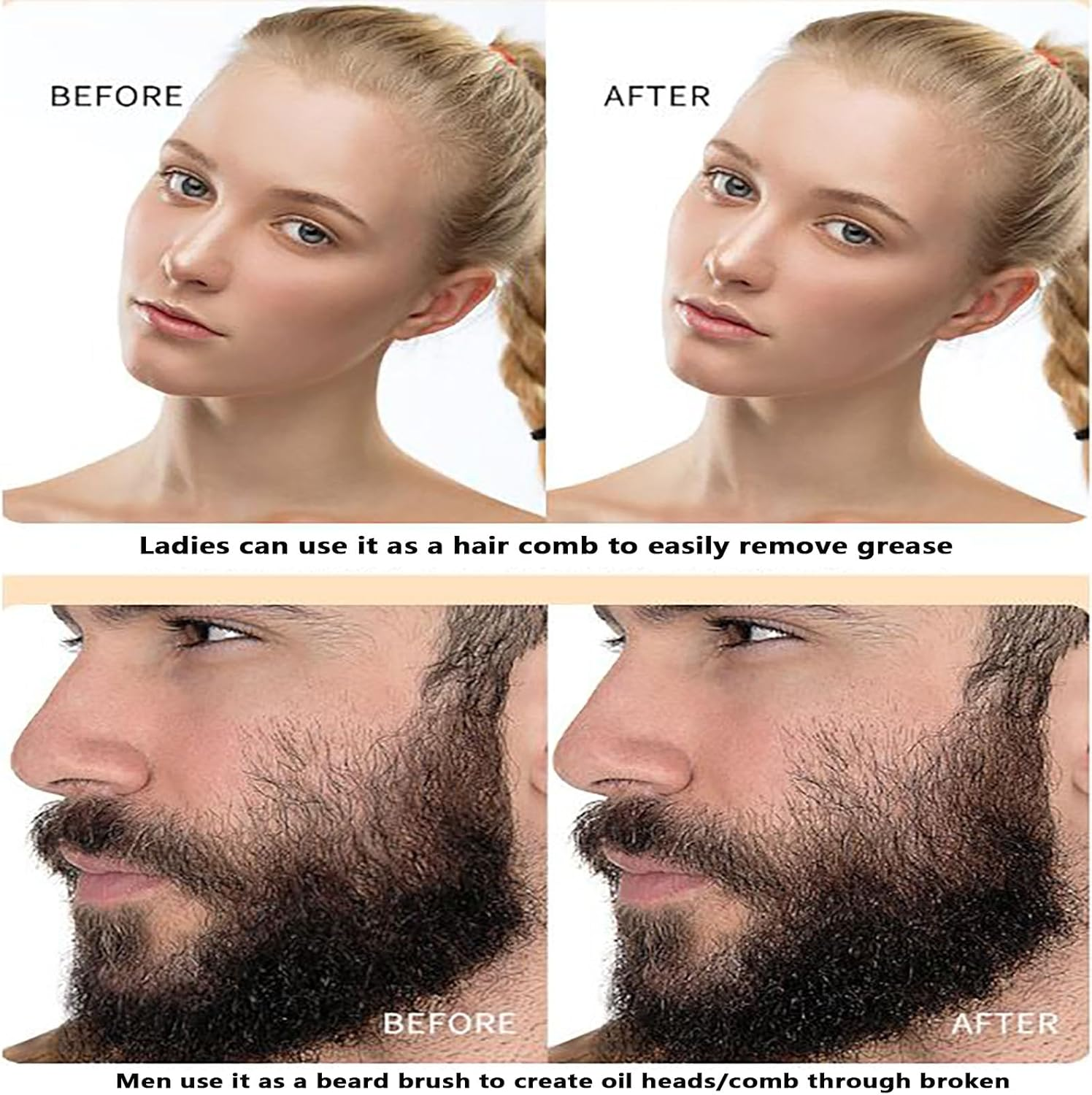 SYGELER Slick Back Hair Brush,Wild Boar Bristle Smoothing Brush for Hair & Beard, Styling Comb for Salon, Home Use, Hair Oil Distribution image number 1