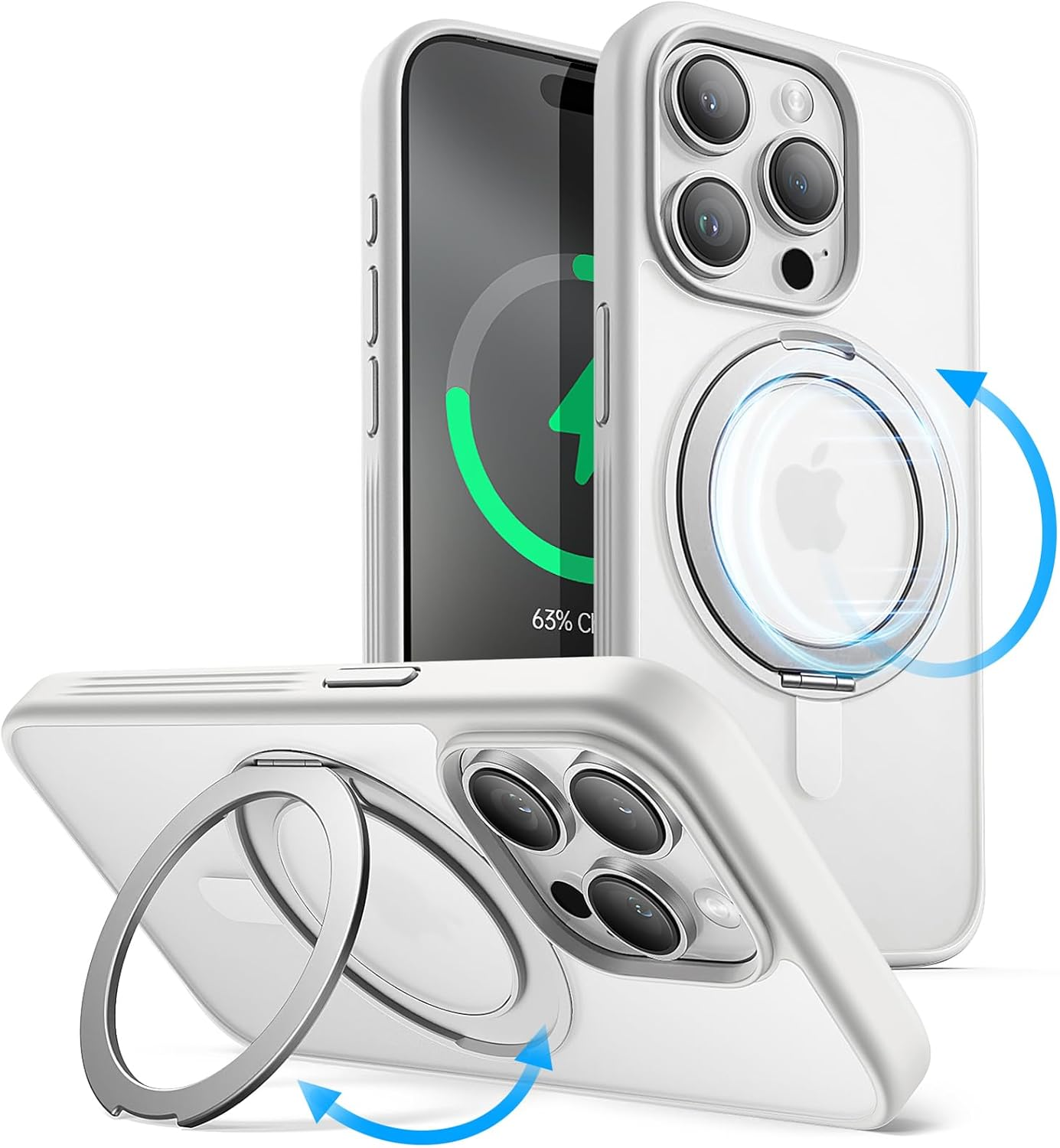 Jetech 360 Degree Rotatable Ring Case for Iphone 15 Pro Max 6.7-Inch Compatible with Magsafe, Slim Shockproof Phone Cover with Stand & Ring Holder (Blue Titanium) - Blue Titanium image number 5