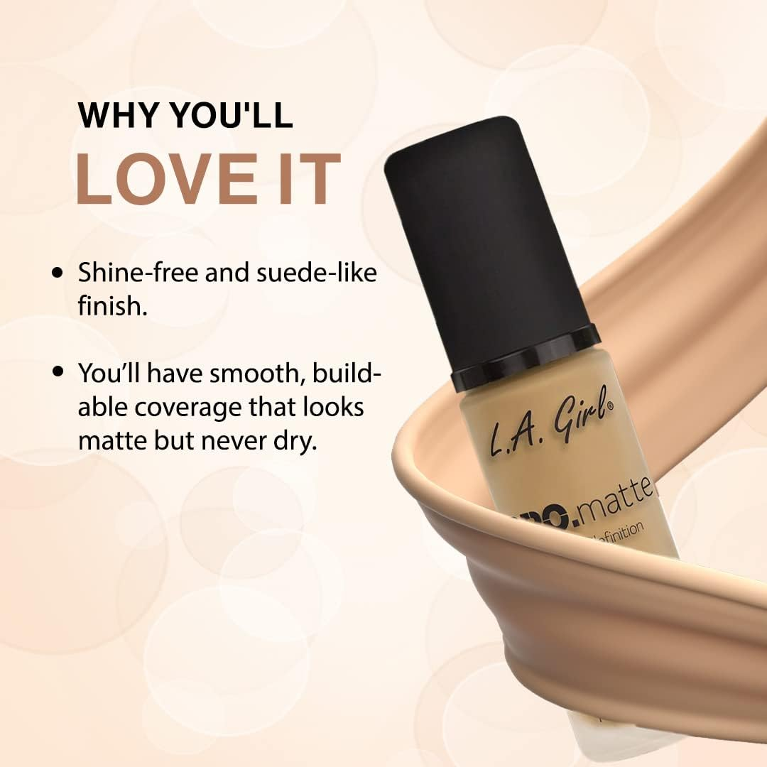 (GLM673 Beige) - LA Girl Pro.Mattte Hd.High-Definition Long Wear Matte Foundation (GLM673 Beige) image number 2