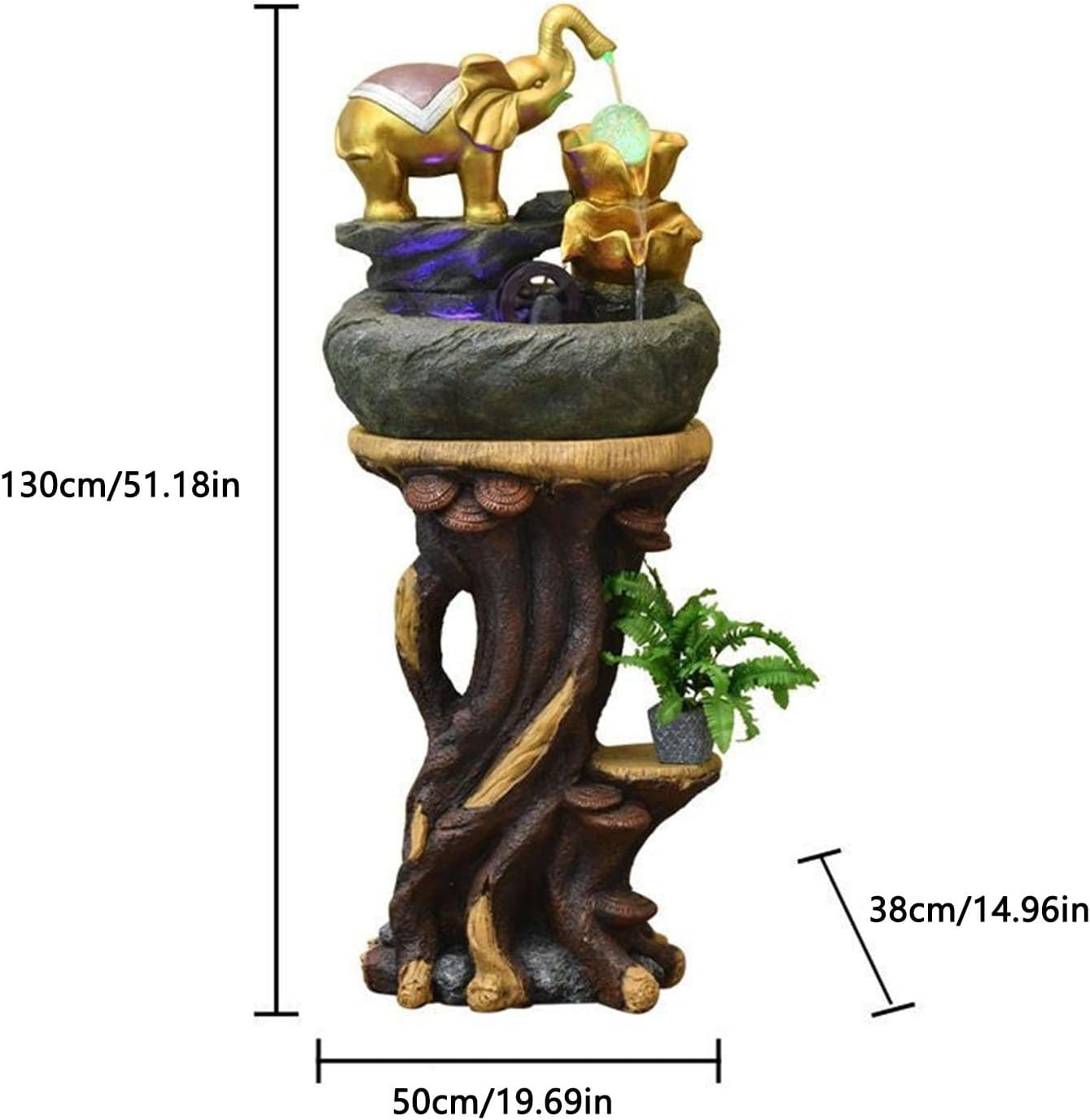 Outdoor Fountain Elephant Indoor Water Fountain, Decoration with Rolling Ball, Floor Standing Decorative Ornament for Home, Office, Bedroom image number 3