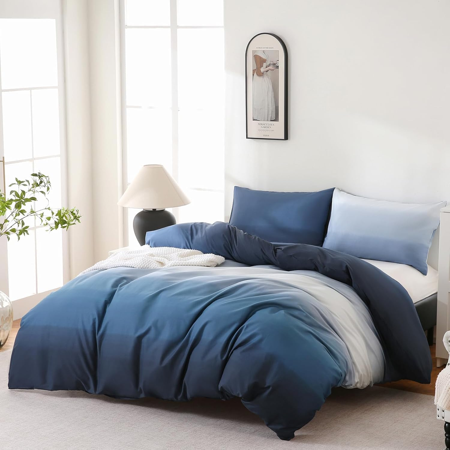 6Pcs Bedsheet King Size Xversion Duvet Cover Set,Soft Cotton Bedding for 200X200Cm Bed,Includes 1 Quilt Cover 220X240Cm,1 Flat Sheet 250X235Cm, 4 Pillowcases 48X74Cm,All-Season,Machine Washable (V1) image number 5